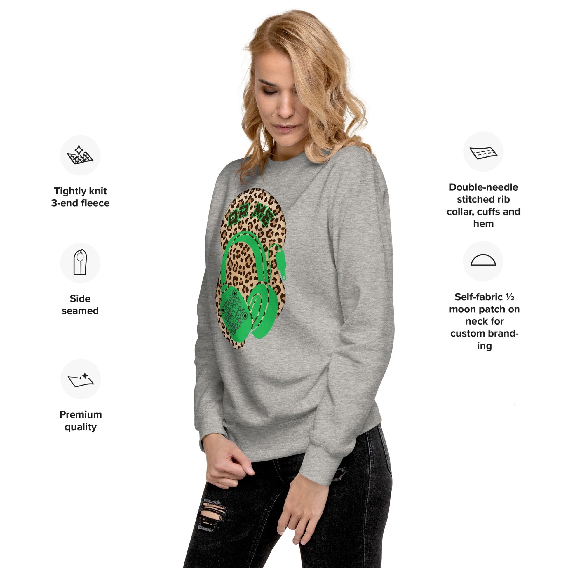 Leopard Print Personalized QR Code Sweatshirt β Wear Your Playlist!