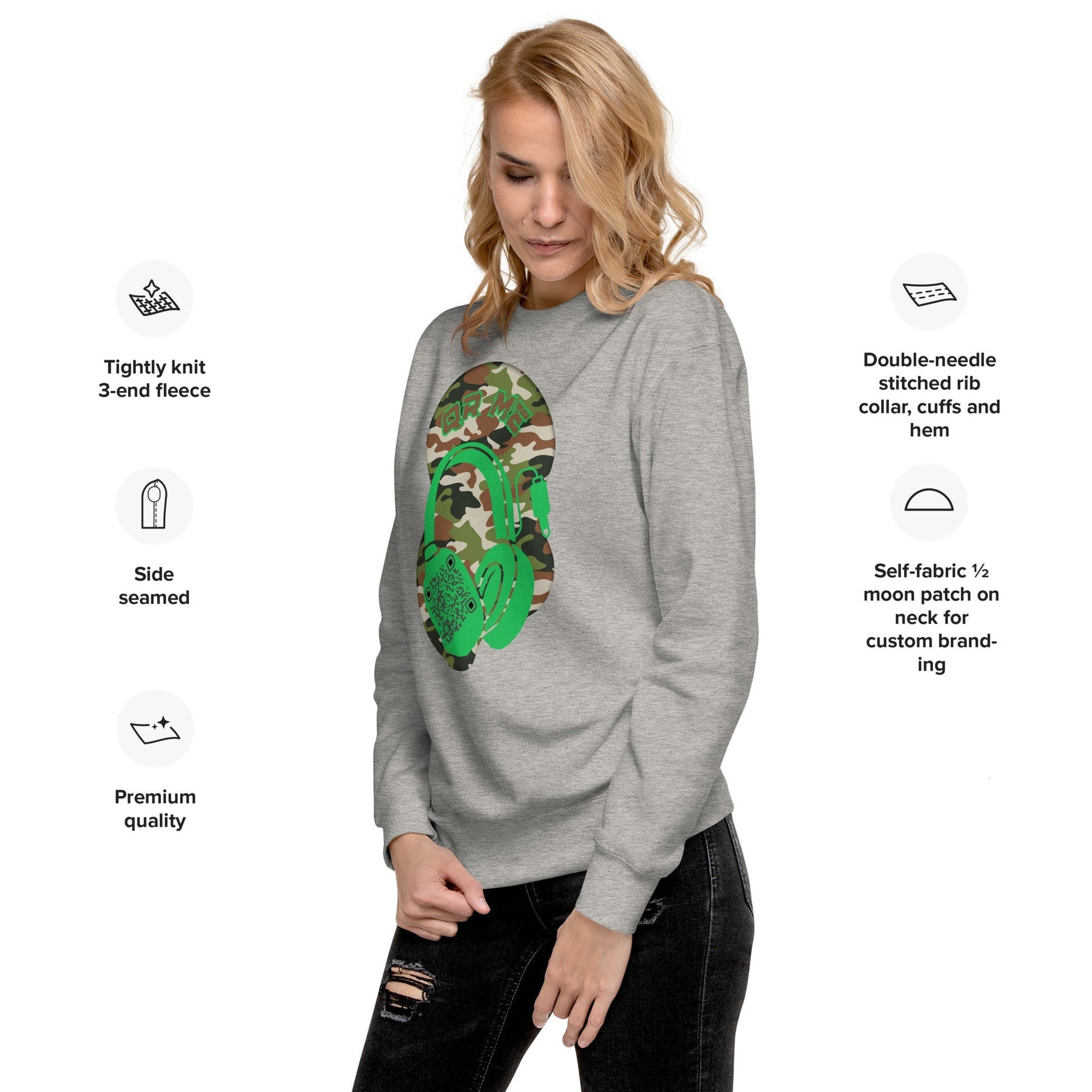 Personalized QR Code Sweatshirt – Camouflage Beats Edition 🎶