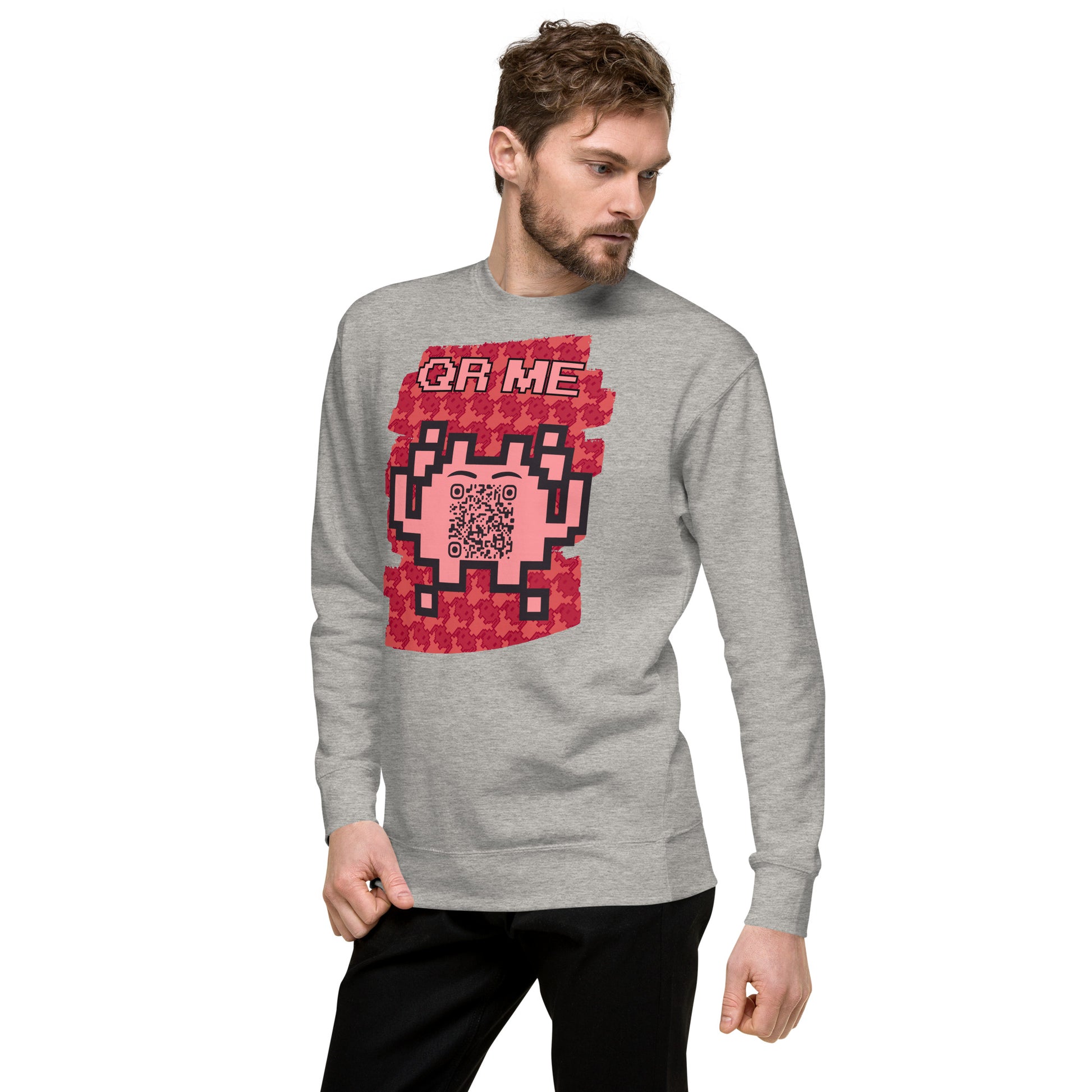 Red Alien QR Code Sweatshirt β Bold Tech for Gamers & YouTubers