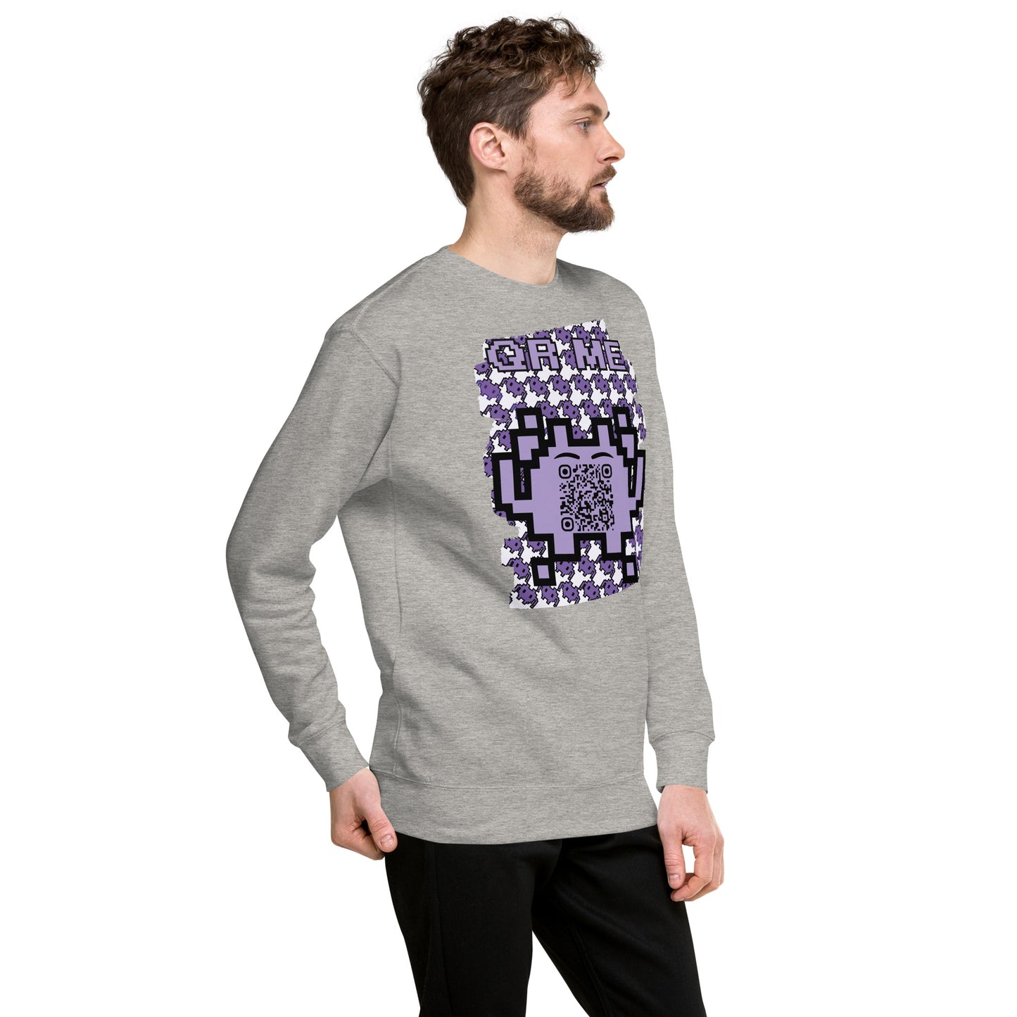 Purple Alien QR Code Sweatshirt β Classic Style for Gamers & Creators