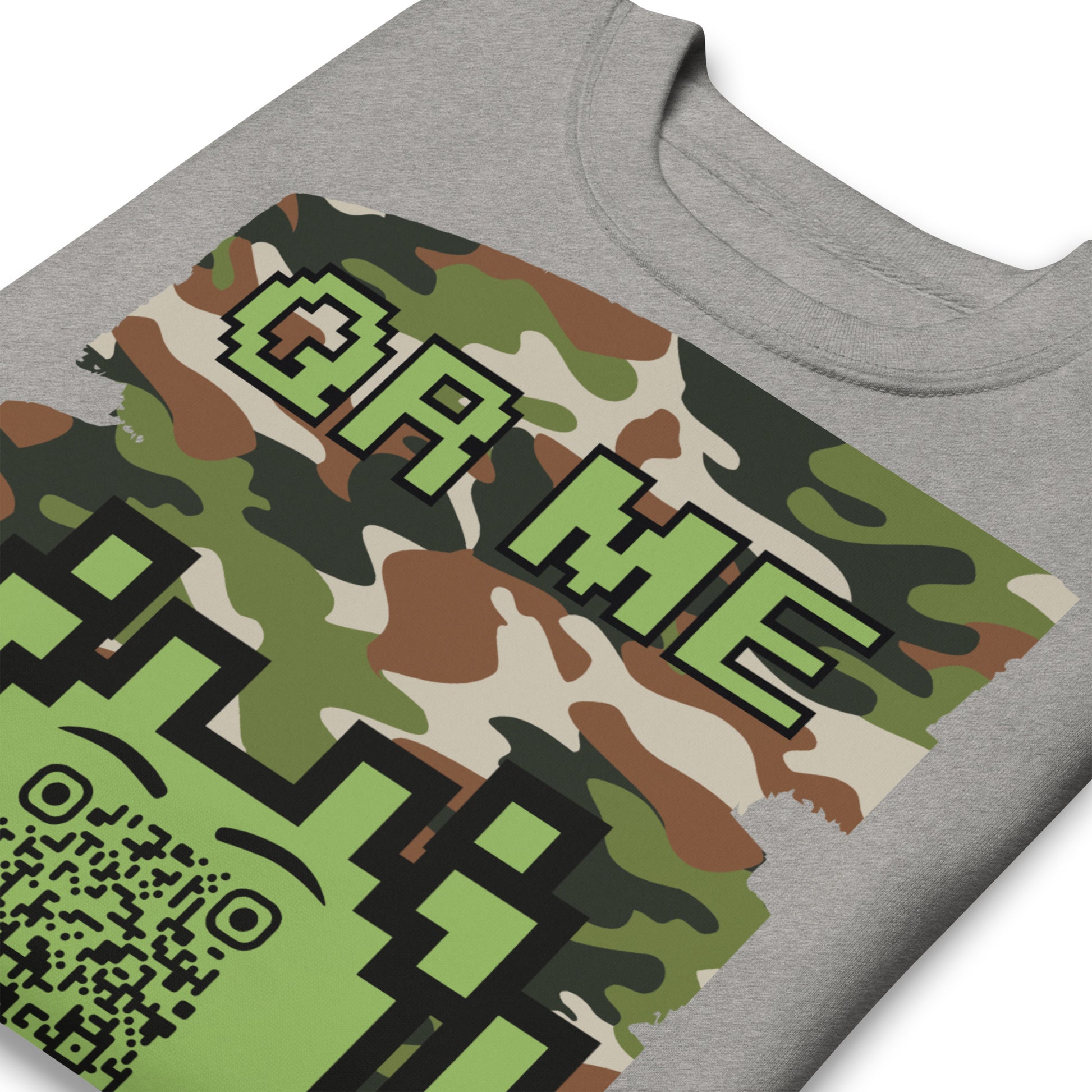 Green Camo Alien QR Code Sweatshirt β Stealth Style for Gamers
