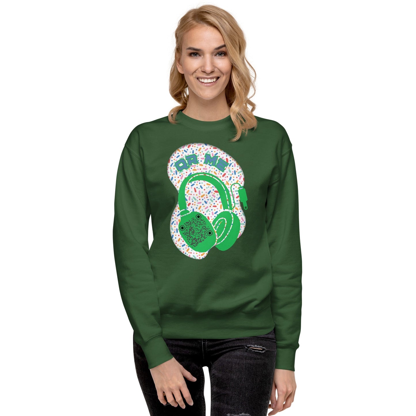 Personalized QR Code Sweatshirt β Polka Dot Playlist!