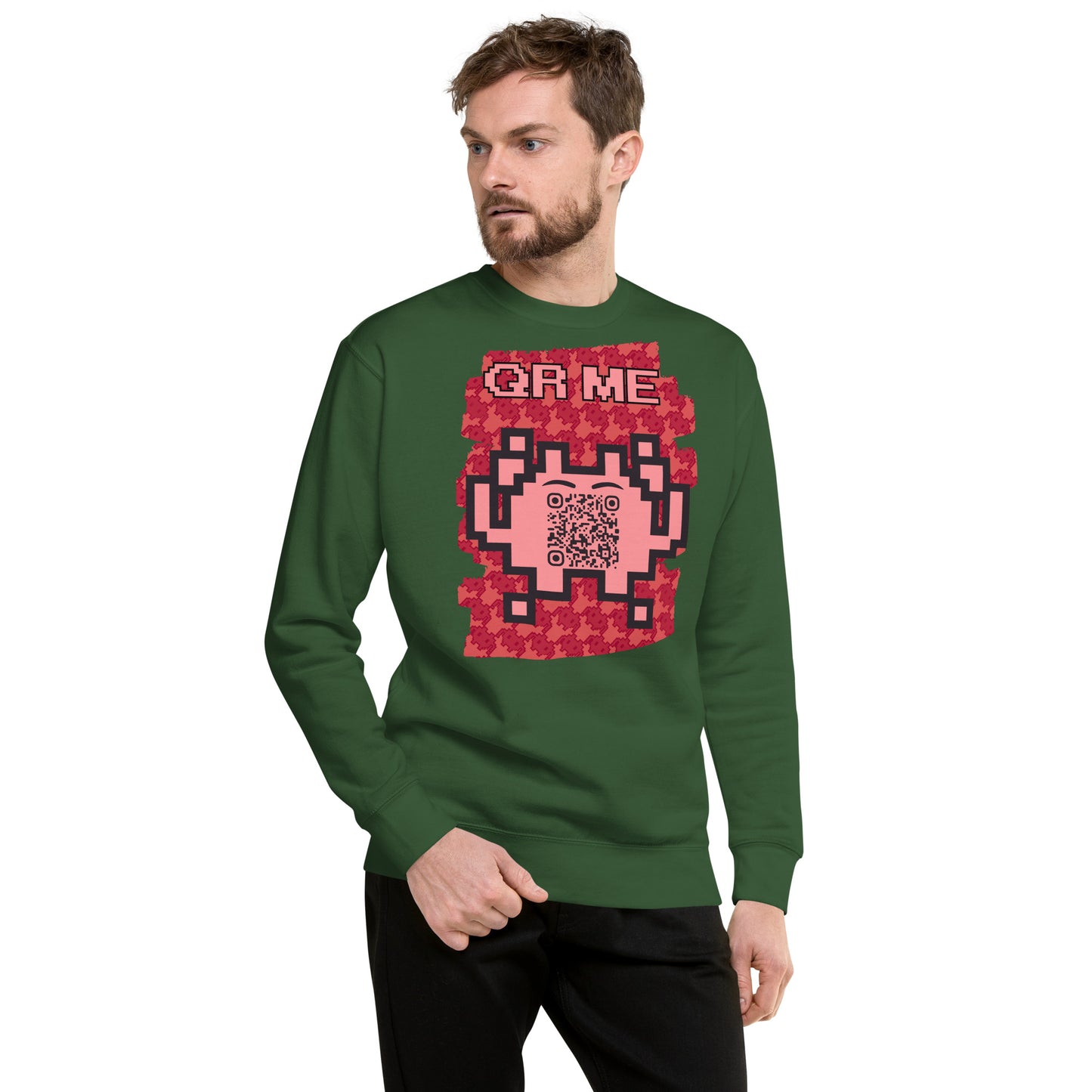 Red Alien QR Code Sweatshirt β Bold Tech for Gamers & YouTubers