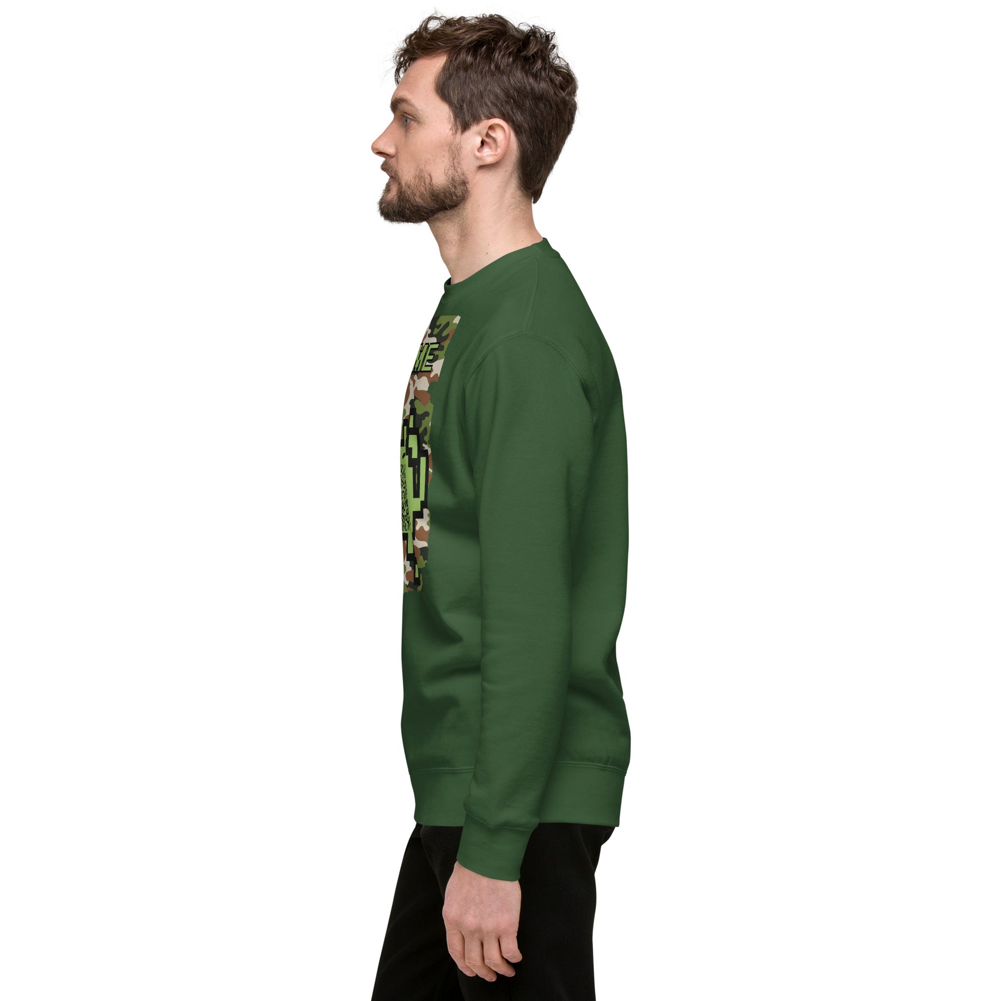 Green Camo Alien QR Code Sweatshirt β Stealth Style for Gamers