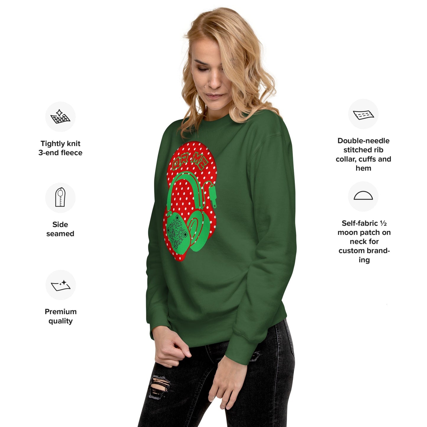 Personalized QR Code Polka Dot Sweatshirt β Tune In & Stand Out
