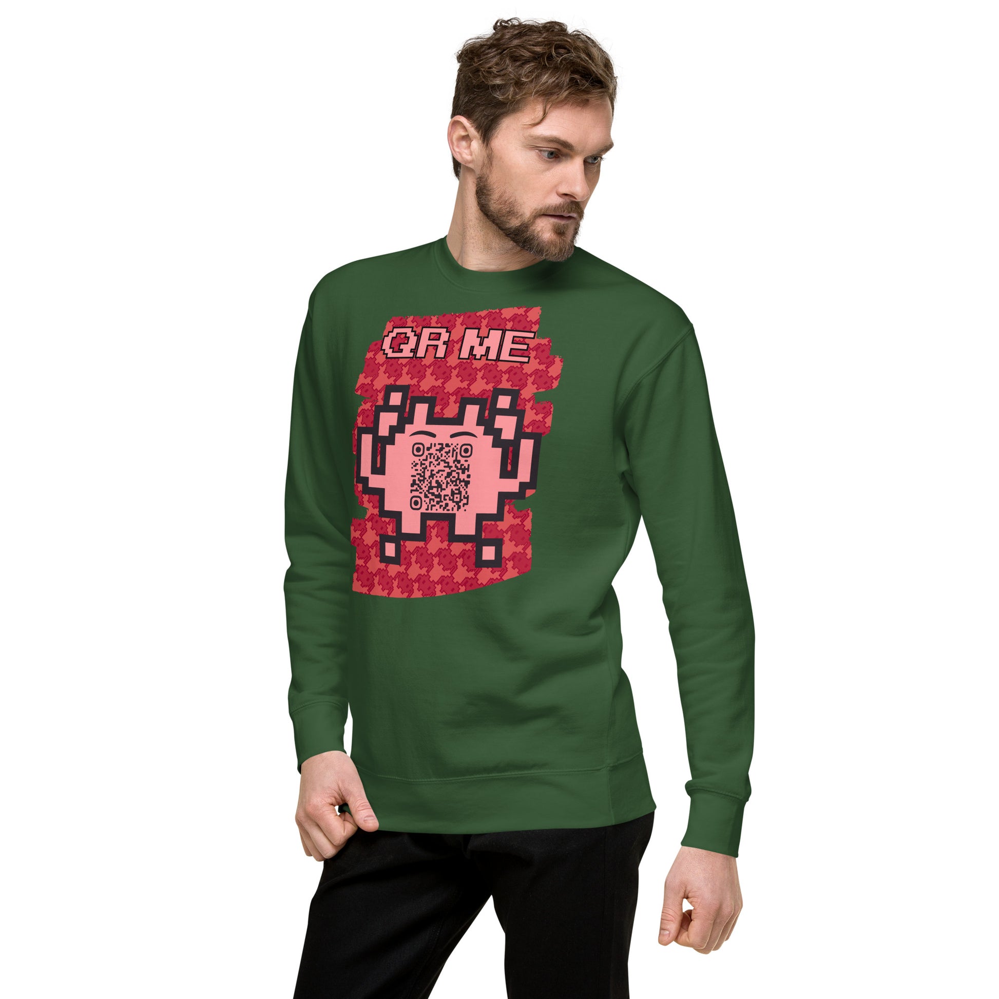 Red Alien QR Code Sweatshirt β Bold Tech for Gamers & YouTubers