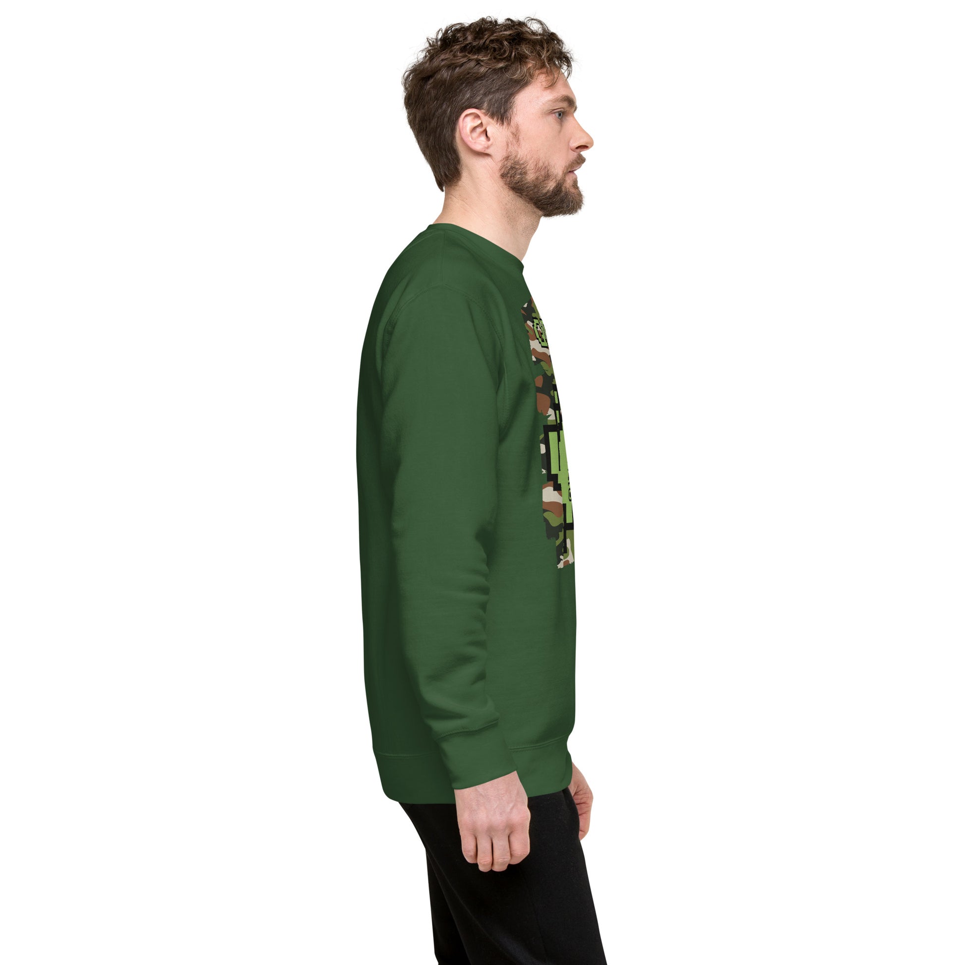 Green Camo Alien QR Code Sweatshirt β Stealth Style for Gamers