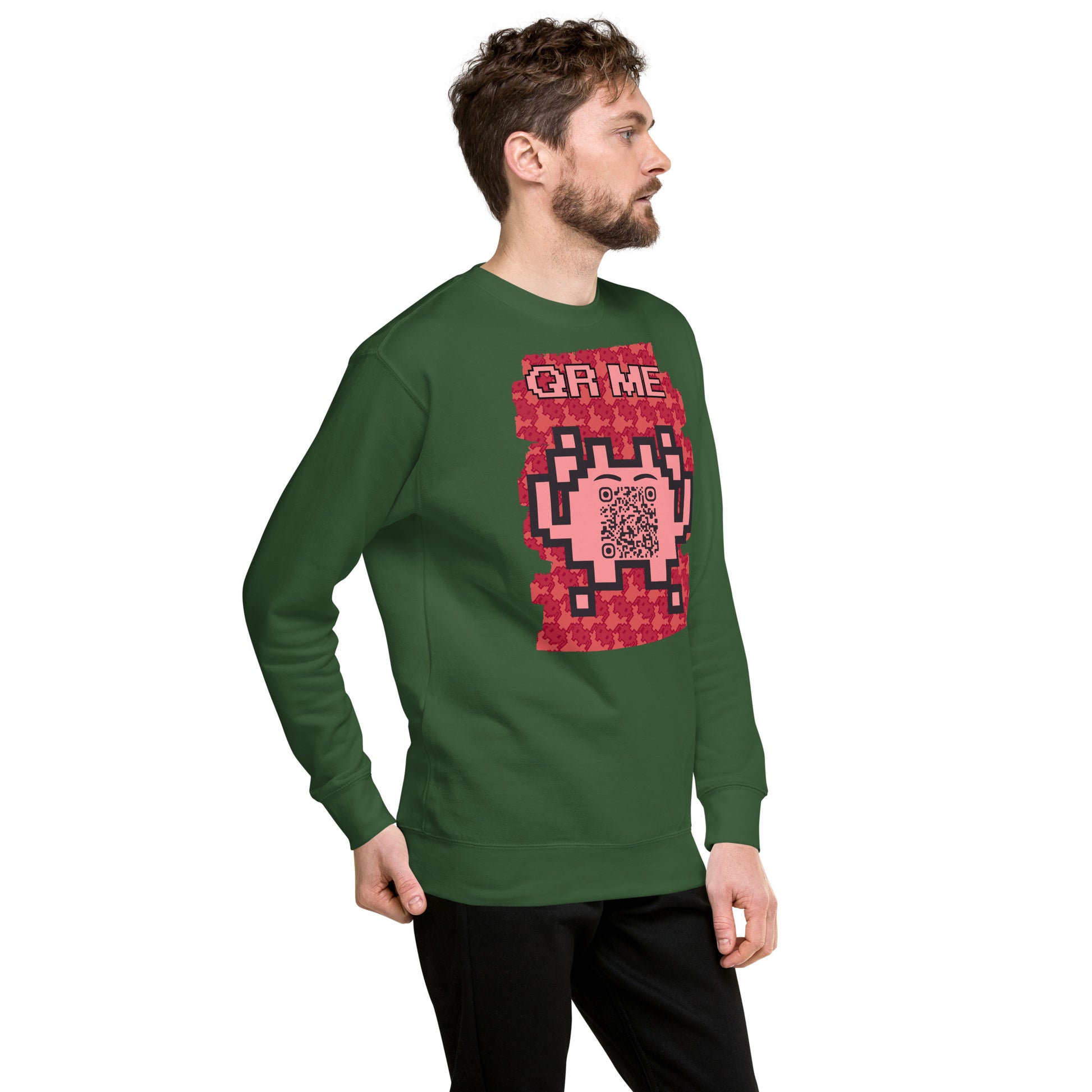 Red Alien QR Code Sweatshirt β Bold Tech for Gamers & YouTubers