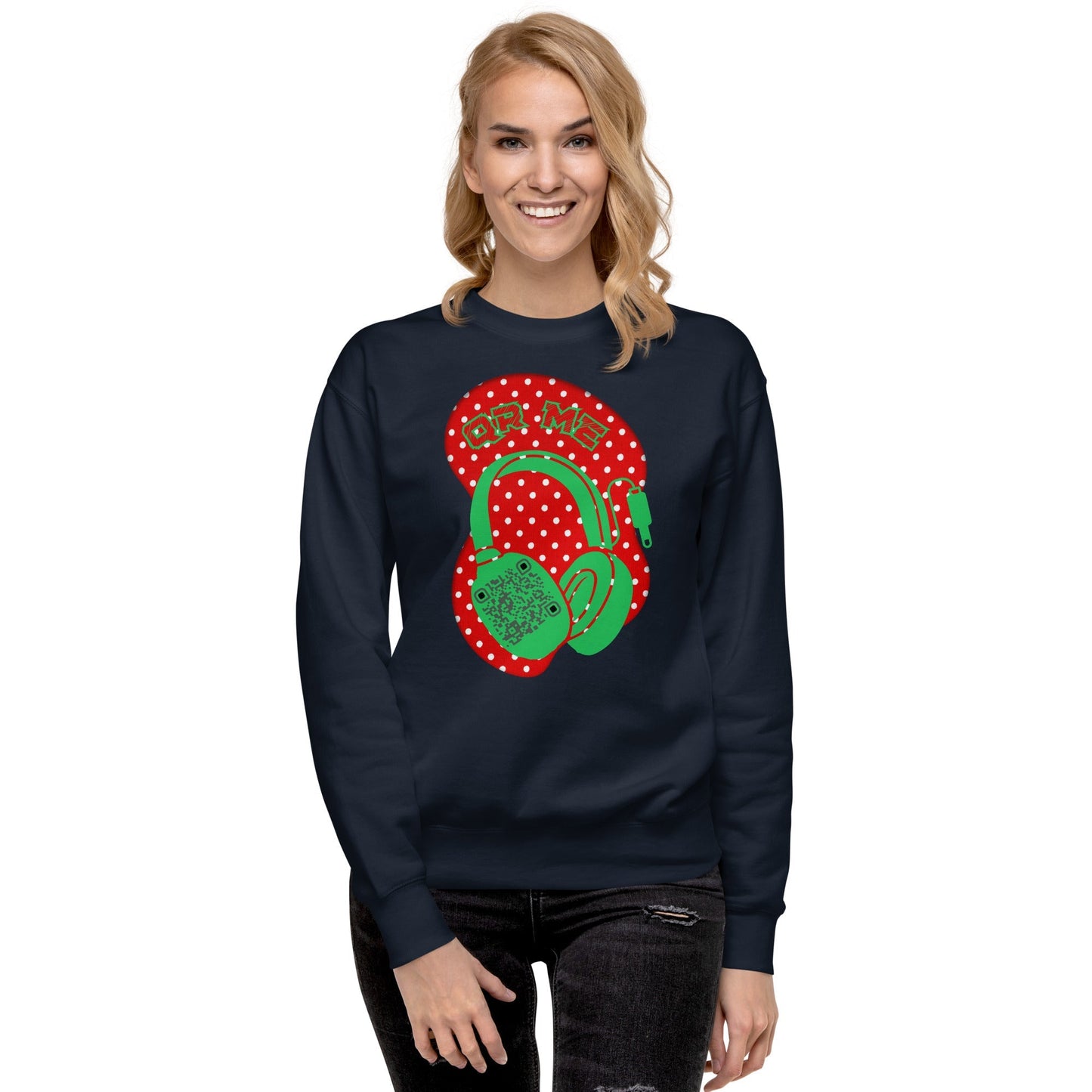 Personalized QR Code Polka Dot Sweatshirt β Tune In & Stand Out