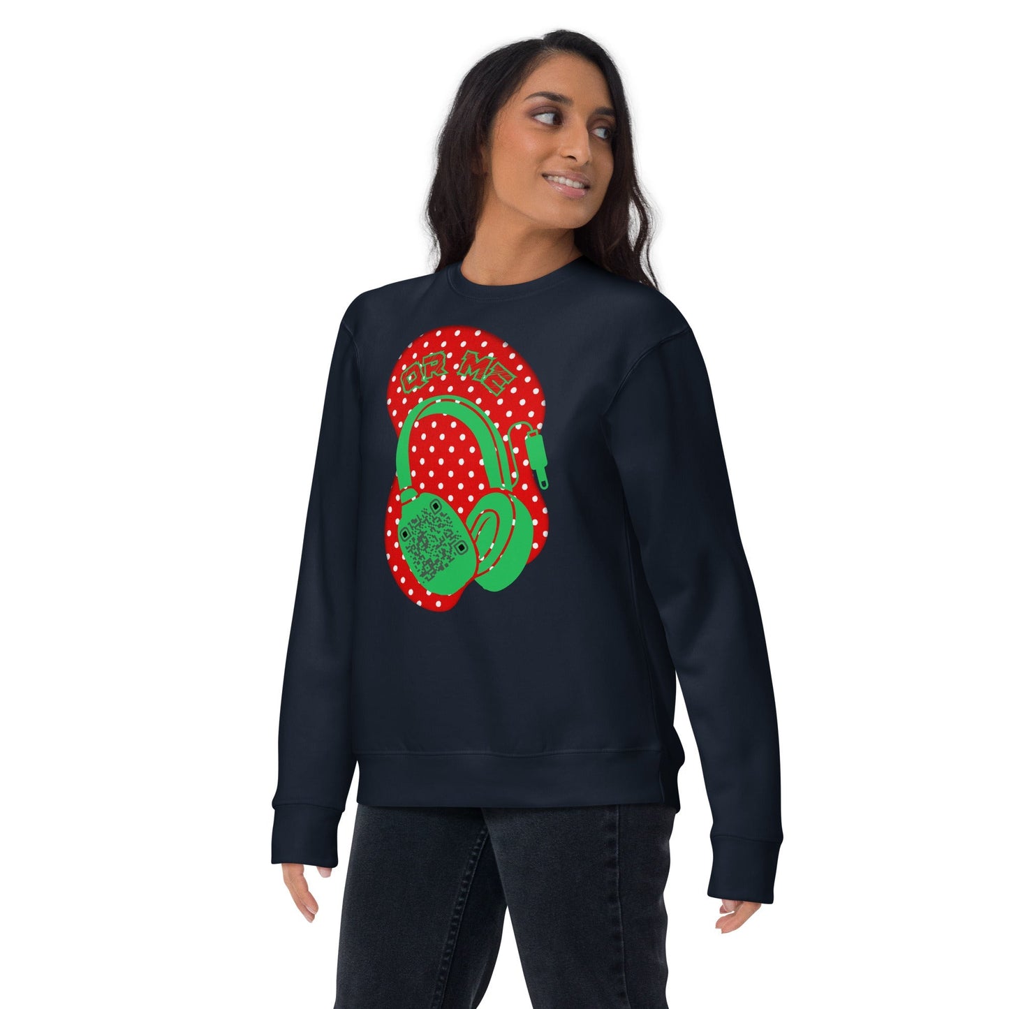 Personalized QR Code Polka Dot Sweatshirt β Tune In & Stand Out
