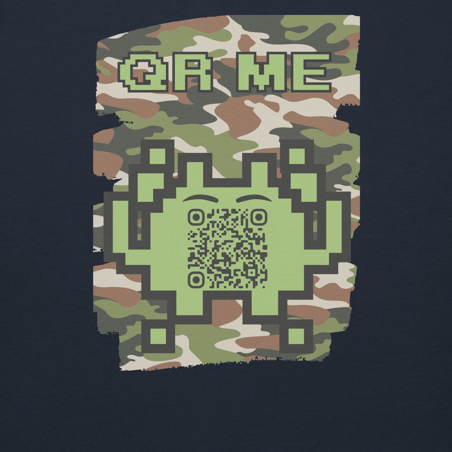 Green Camo Alien QR Code Sweatshirt β Stealth Style for Gamers