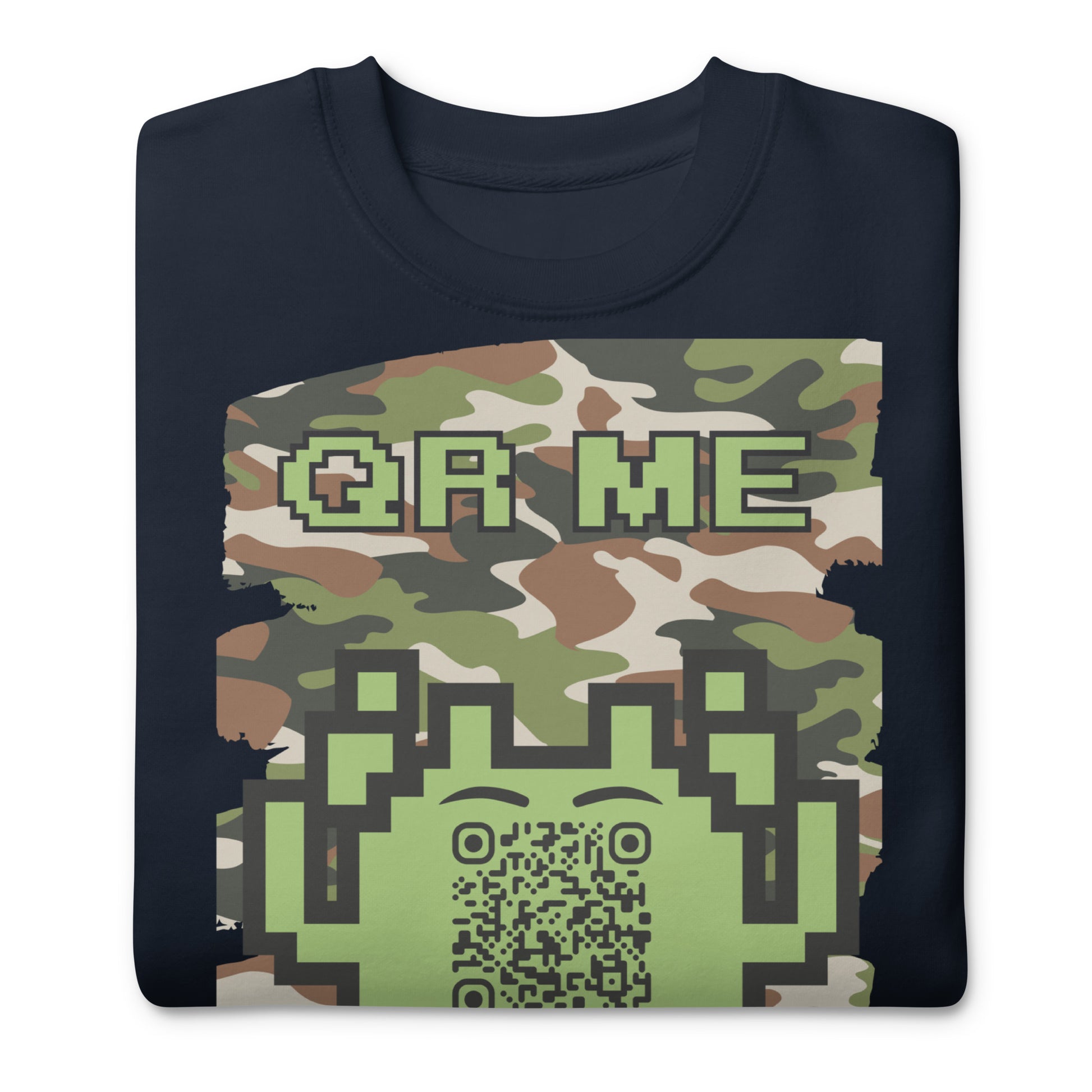 Green Camo Alien QR Code Sweatshirt β Stealth Style for Gamers