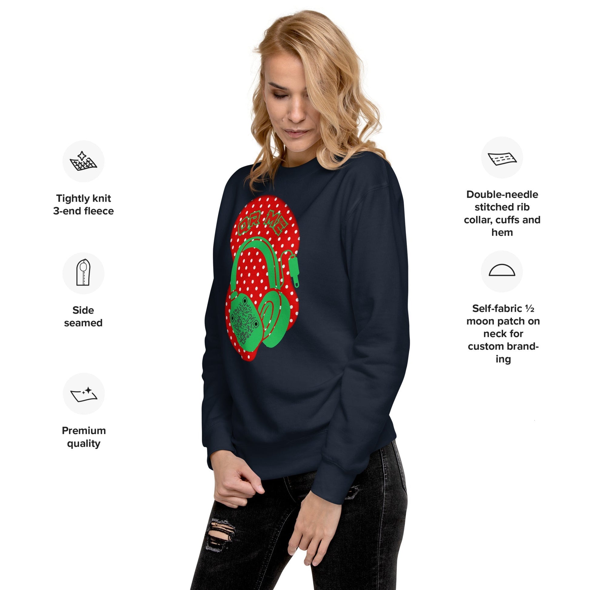 Personalized QR Code Polka Dot Sweatshirt β Tune In & Stand Out