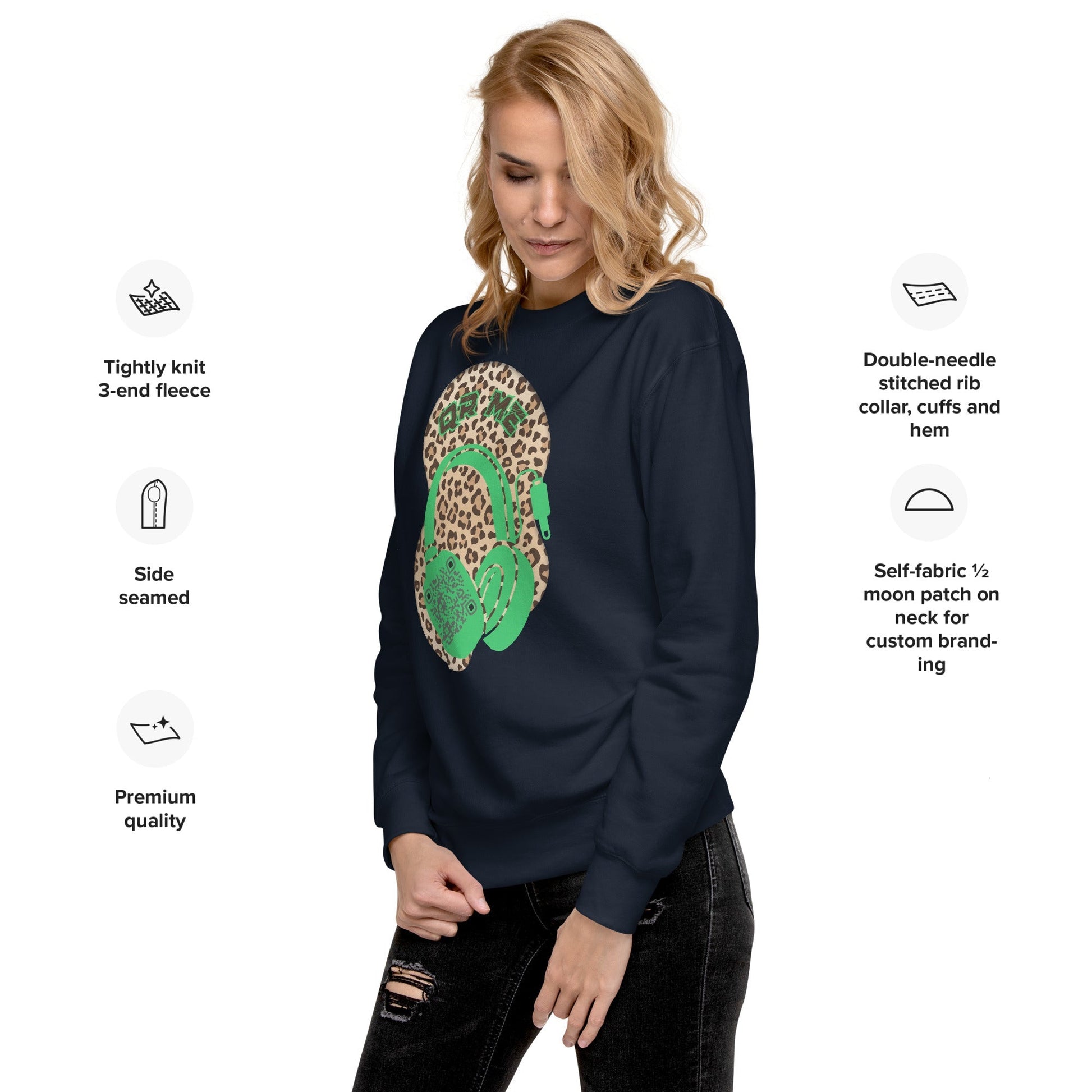 Leopard Print Personalized QR Code Sweatshirt β Wear Your Playlist!