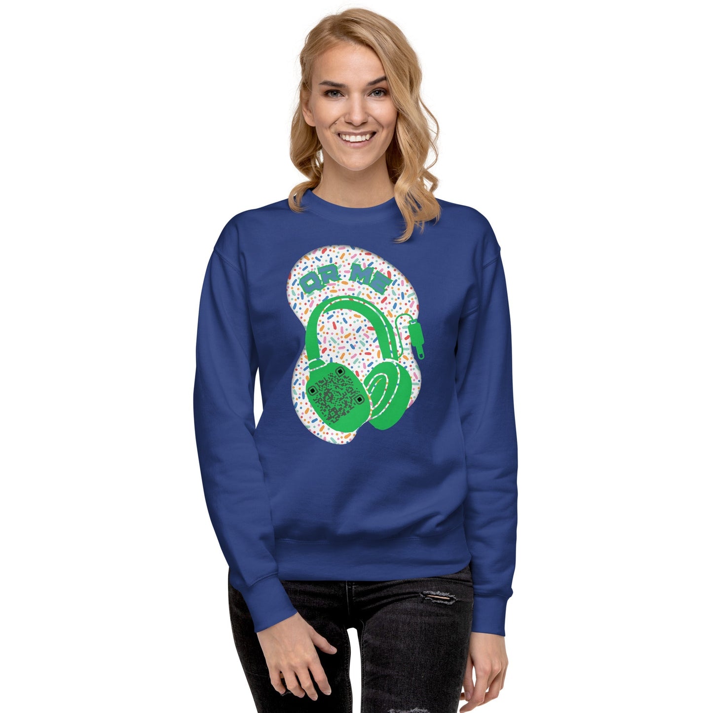 Personalized QR Code Sweatshirt β Polka Dot Playlist!