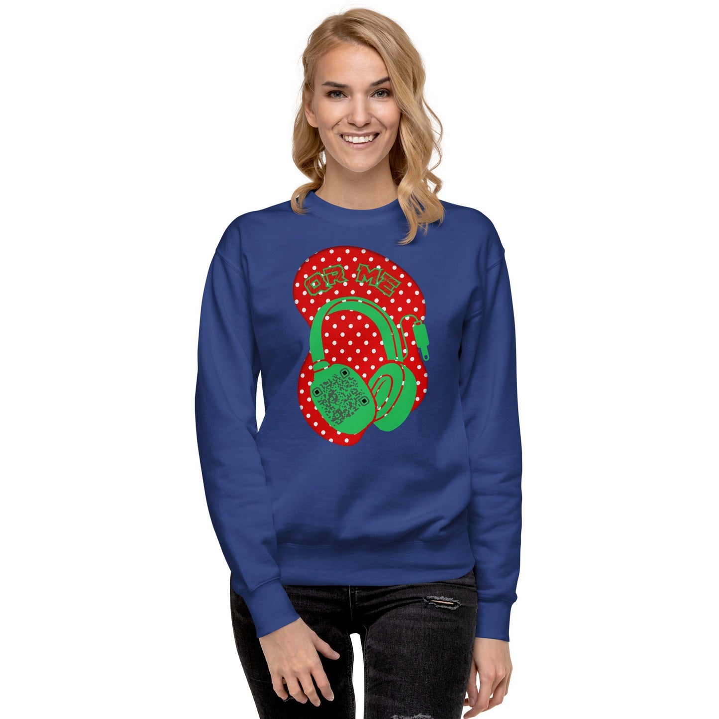 Personalized QR Code Polka Dot Sweatshirt β Tune In & Stand Out
