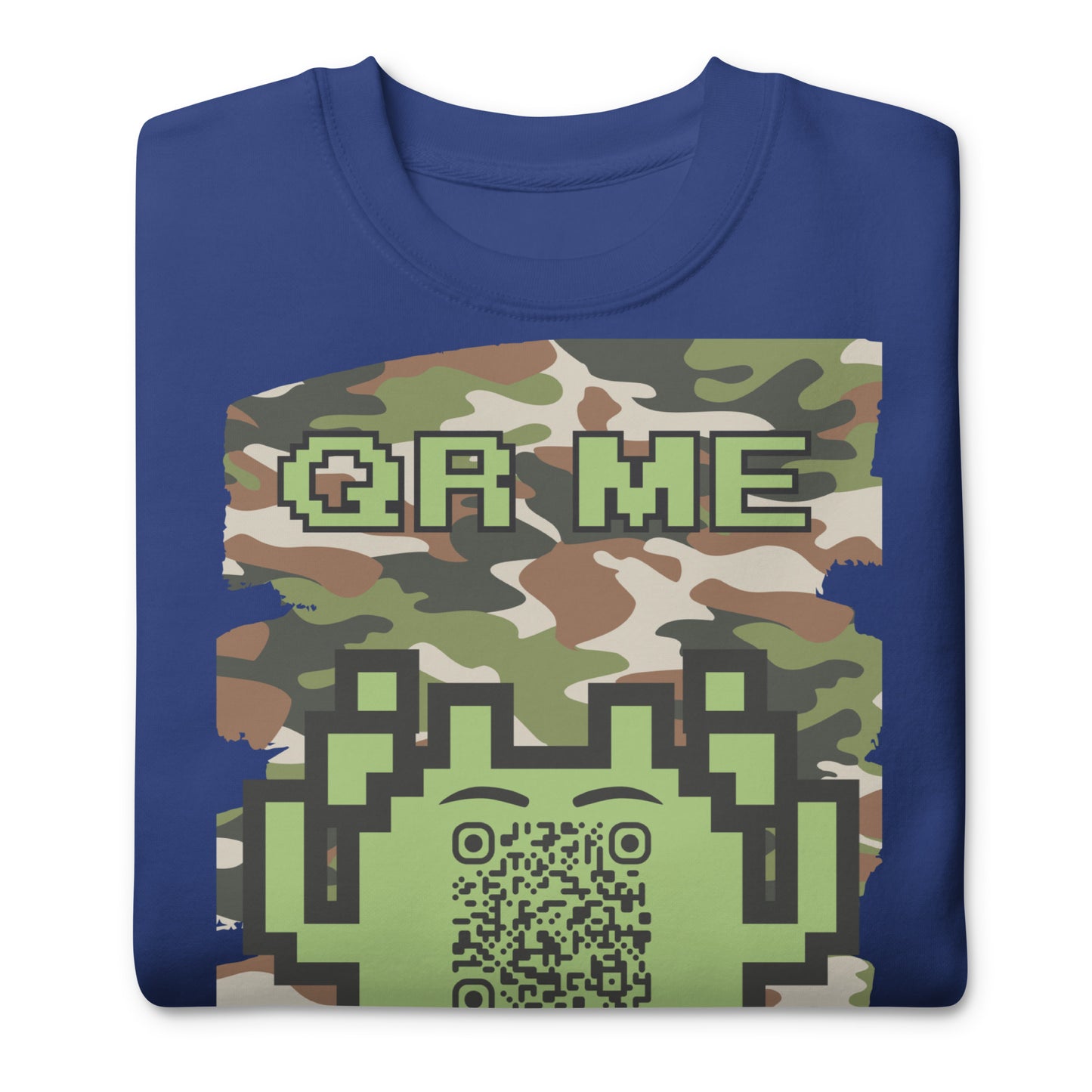 Green Camo Alien QR Code Sweatshirt β Stealth Style for Gamers