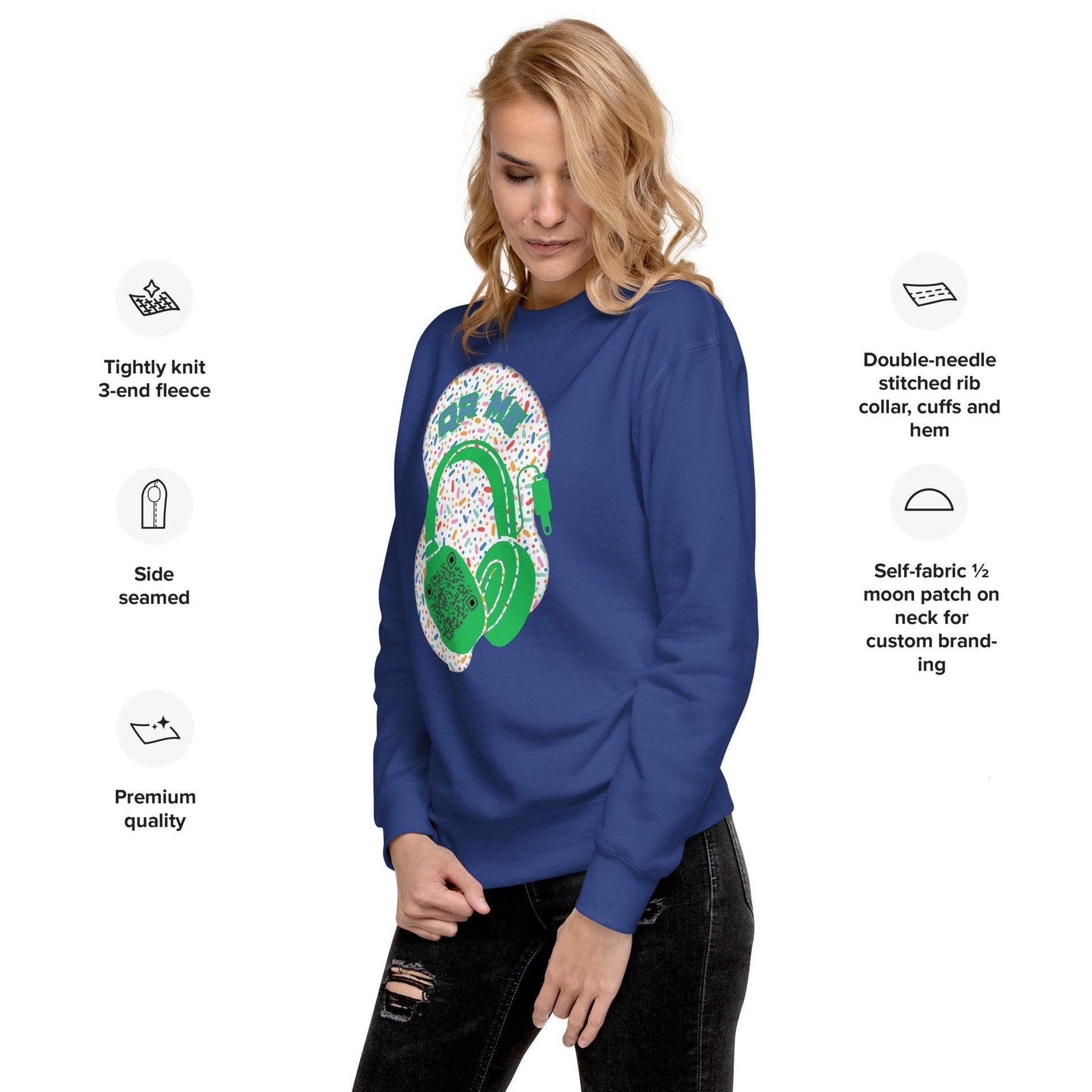 Personalized QR Code Sweatshirt β Polka Dot Playlist!