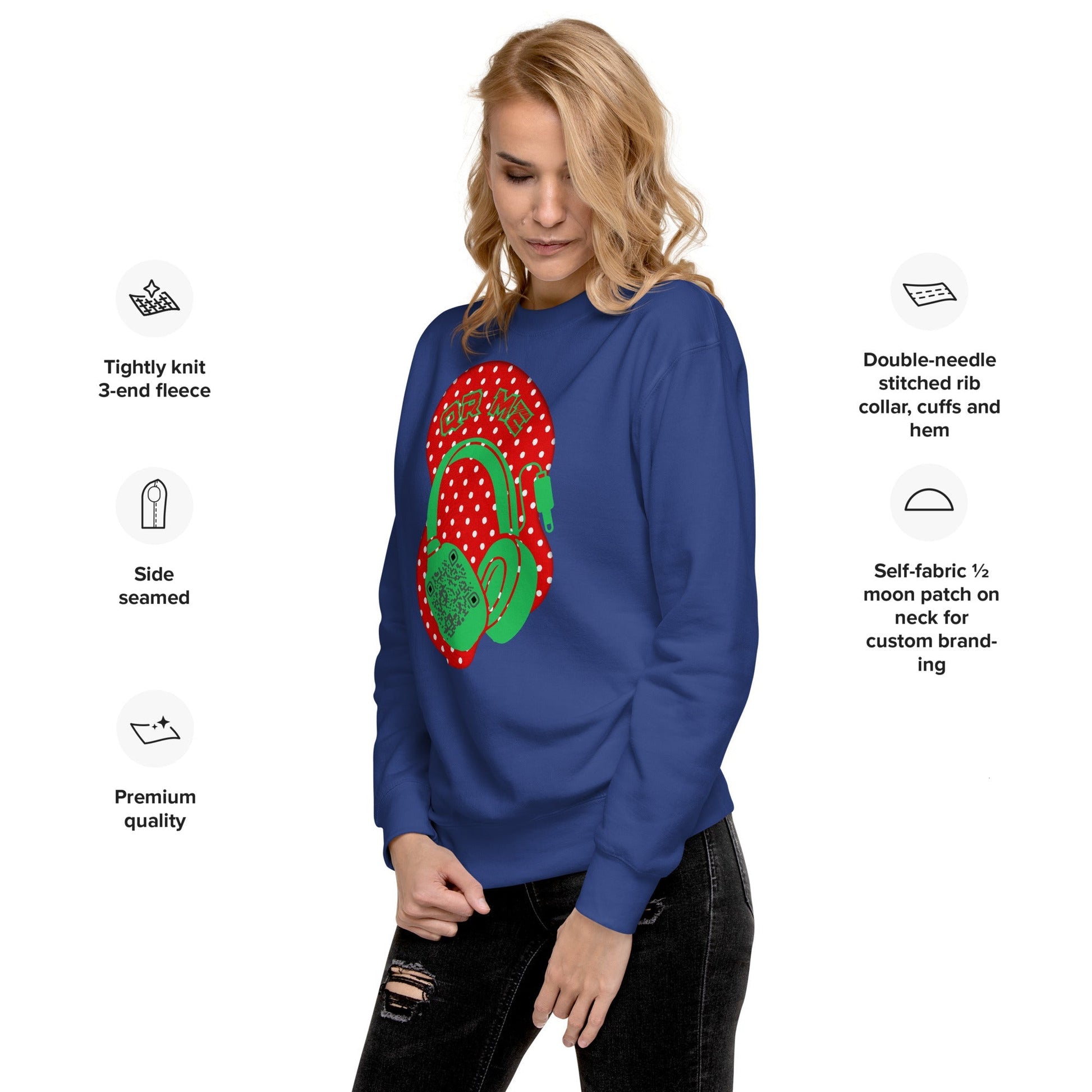 Personalized QR Code Polka Dot Sweatshirt β Tune In & Stand Out
