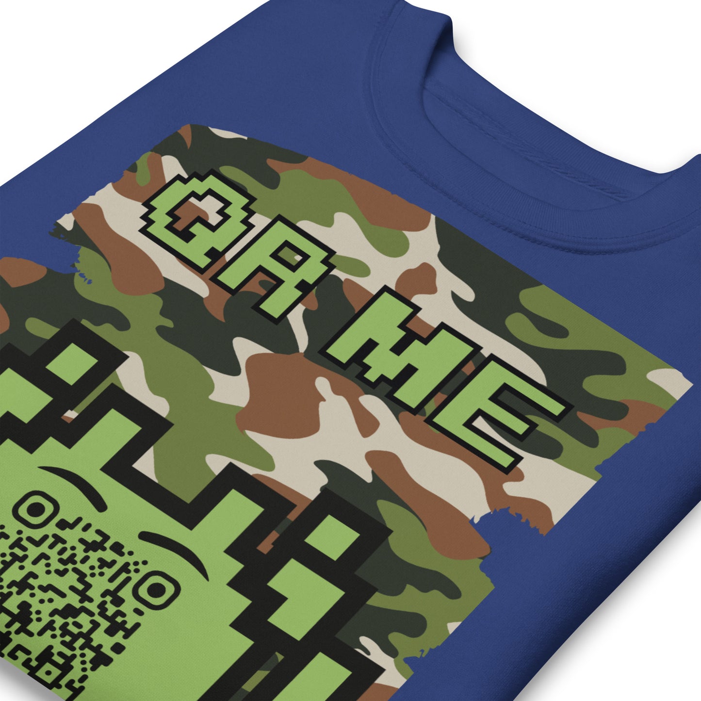 Green Camo Alien QR Code Sweatshirt β Stealth Style for Gamers
