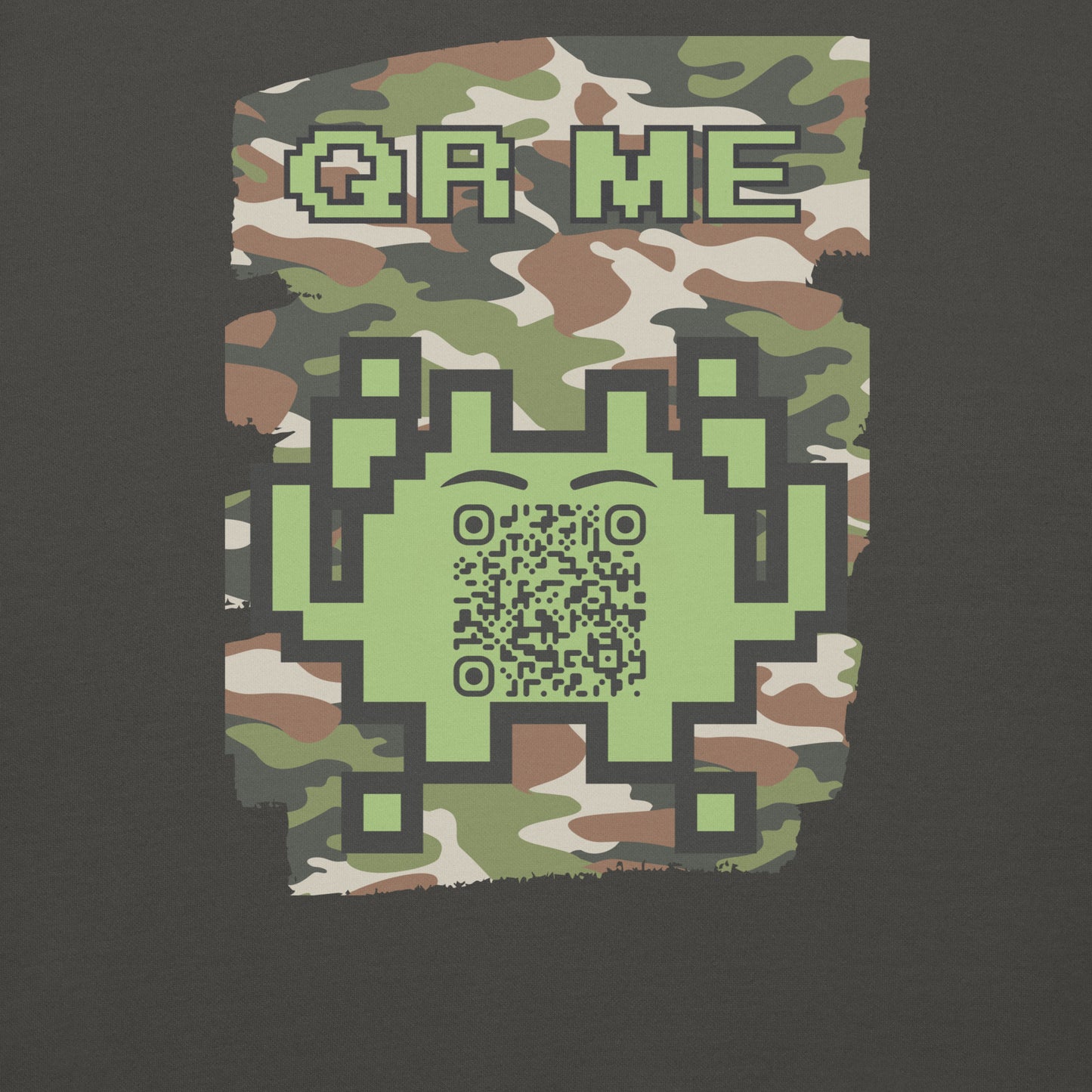 Green Camo Alien QR Code Sweatshirt β Stealth Style for Gamers