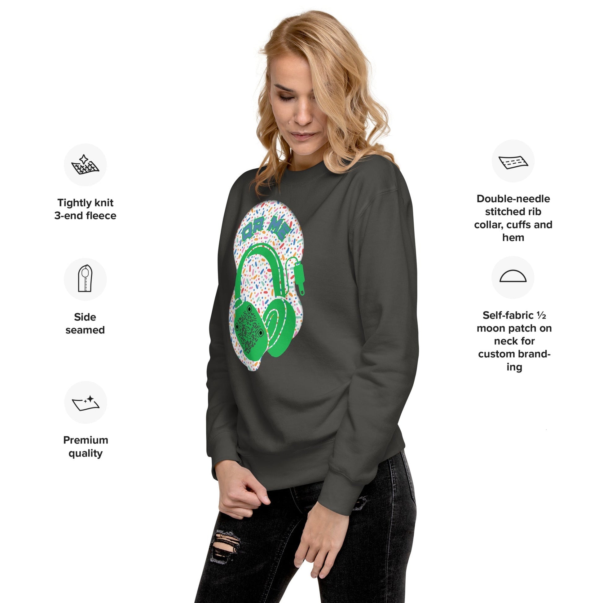 Personalized QR Code Sweatshirt β Polka Dot Playlist!