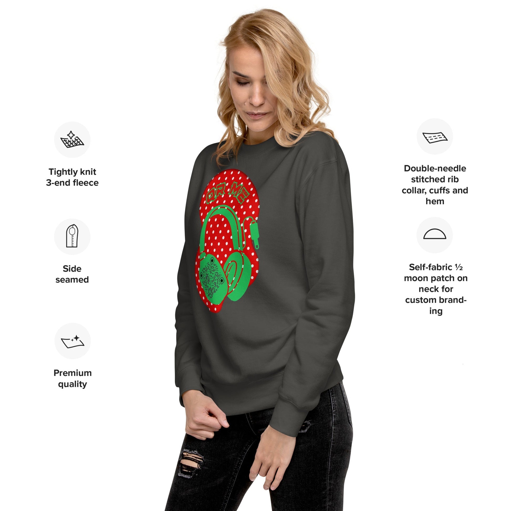 Personalized QR Code Polka Dot Sweatshirt β Tune In & Stand Out