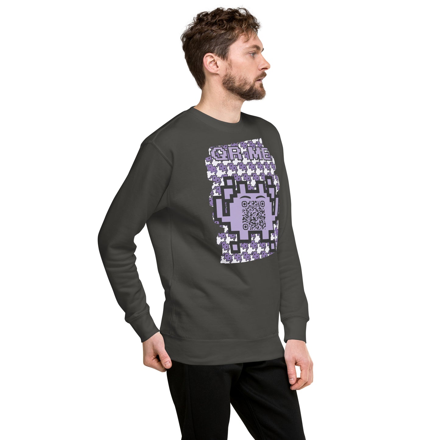 Purple Alien QR Code Sweatshirt β Classic Style for Gamers & Creators