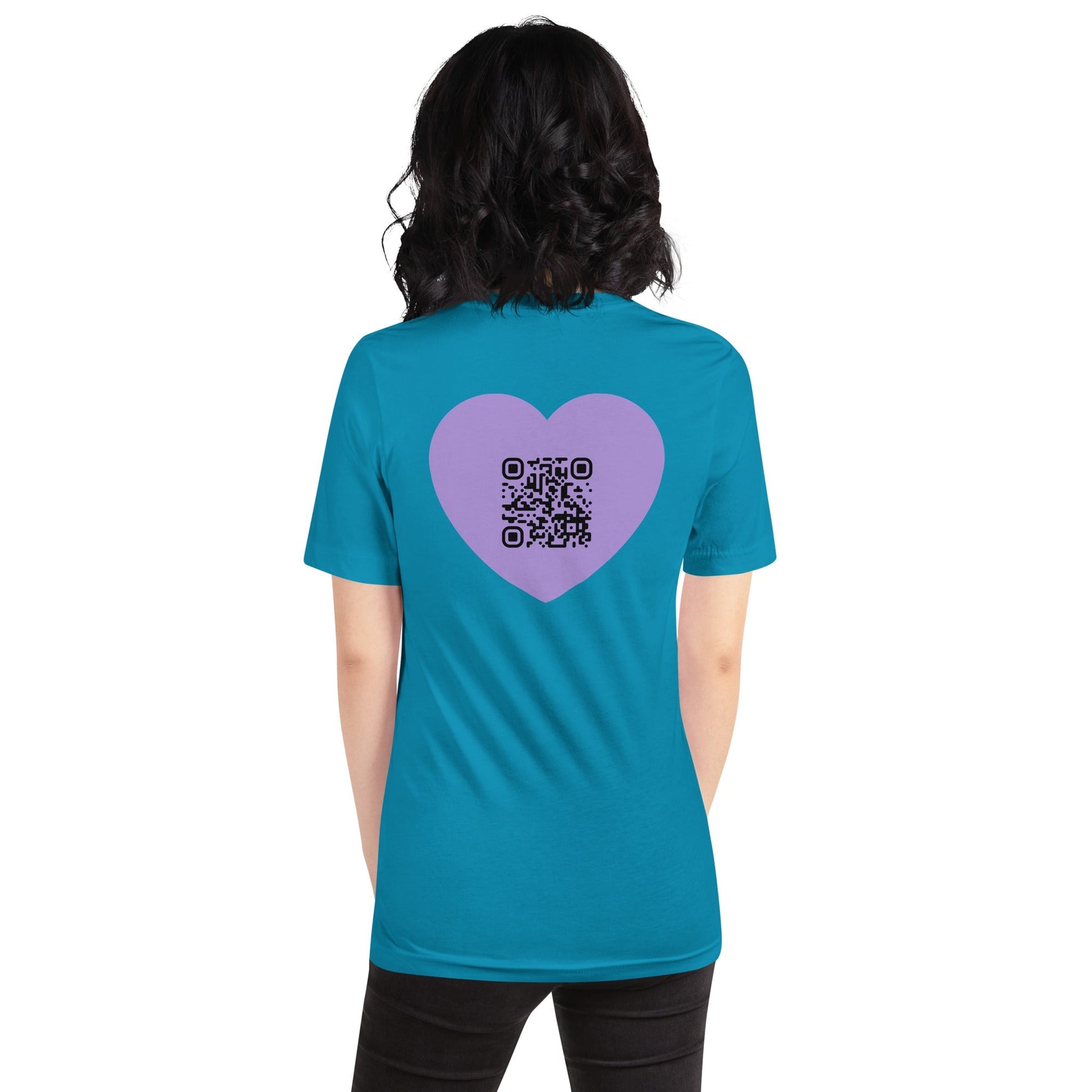 Purple Heart Emoji Personalized QR Code Unisex T-Shirt