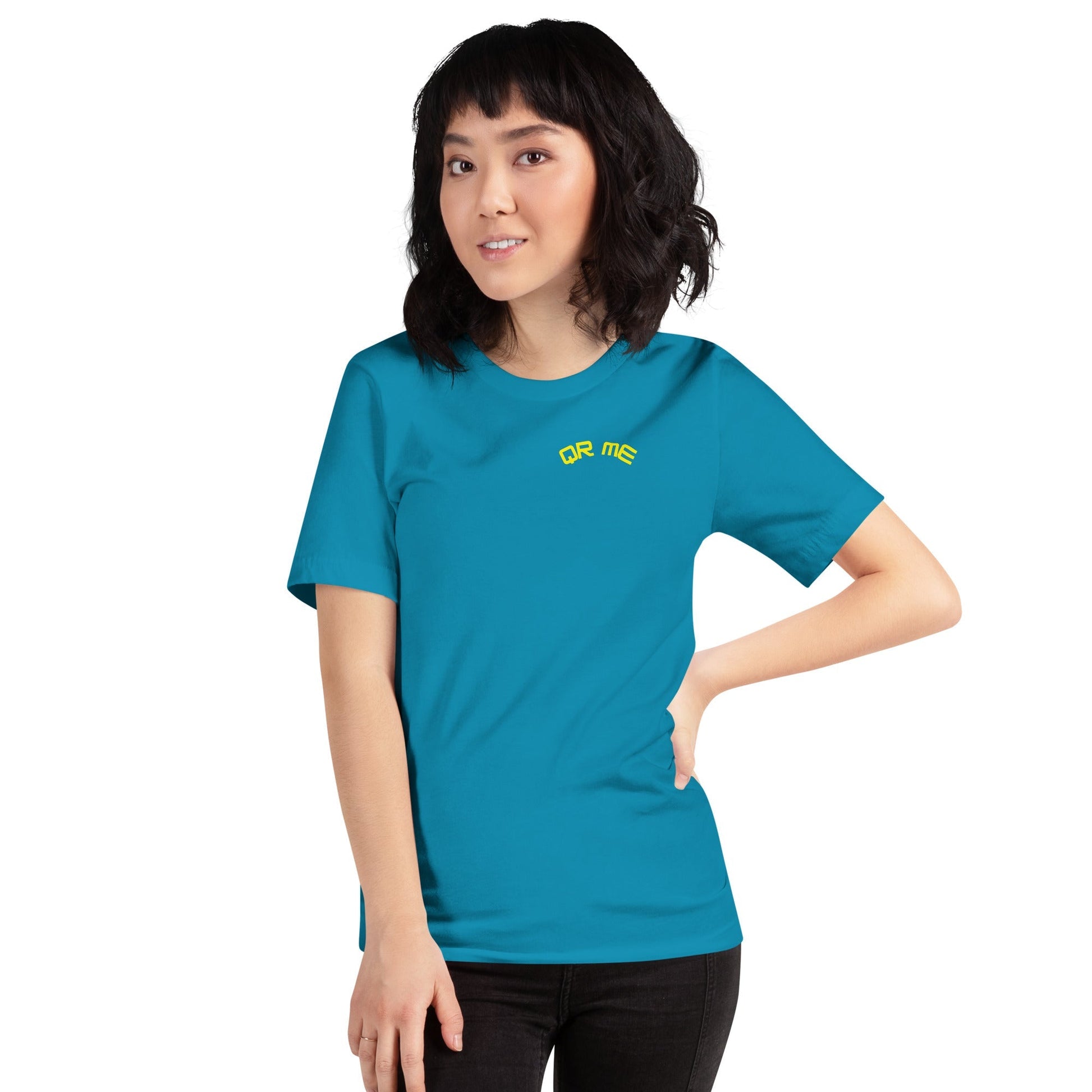 Peach Emoji Personalized QR Code Unisex T-Shirt
