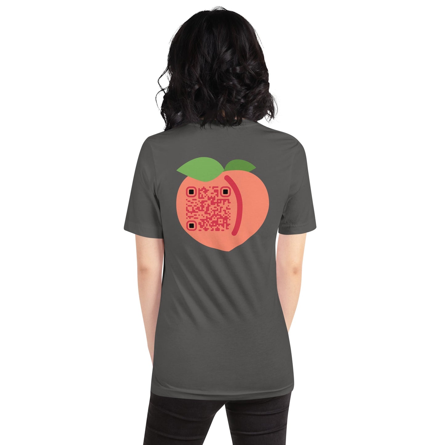Peach Emoji Personalized QR Code Unisex T-Shirt