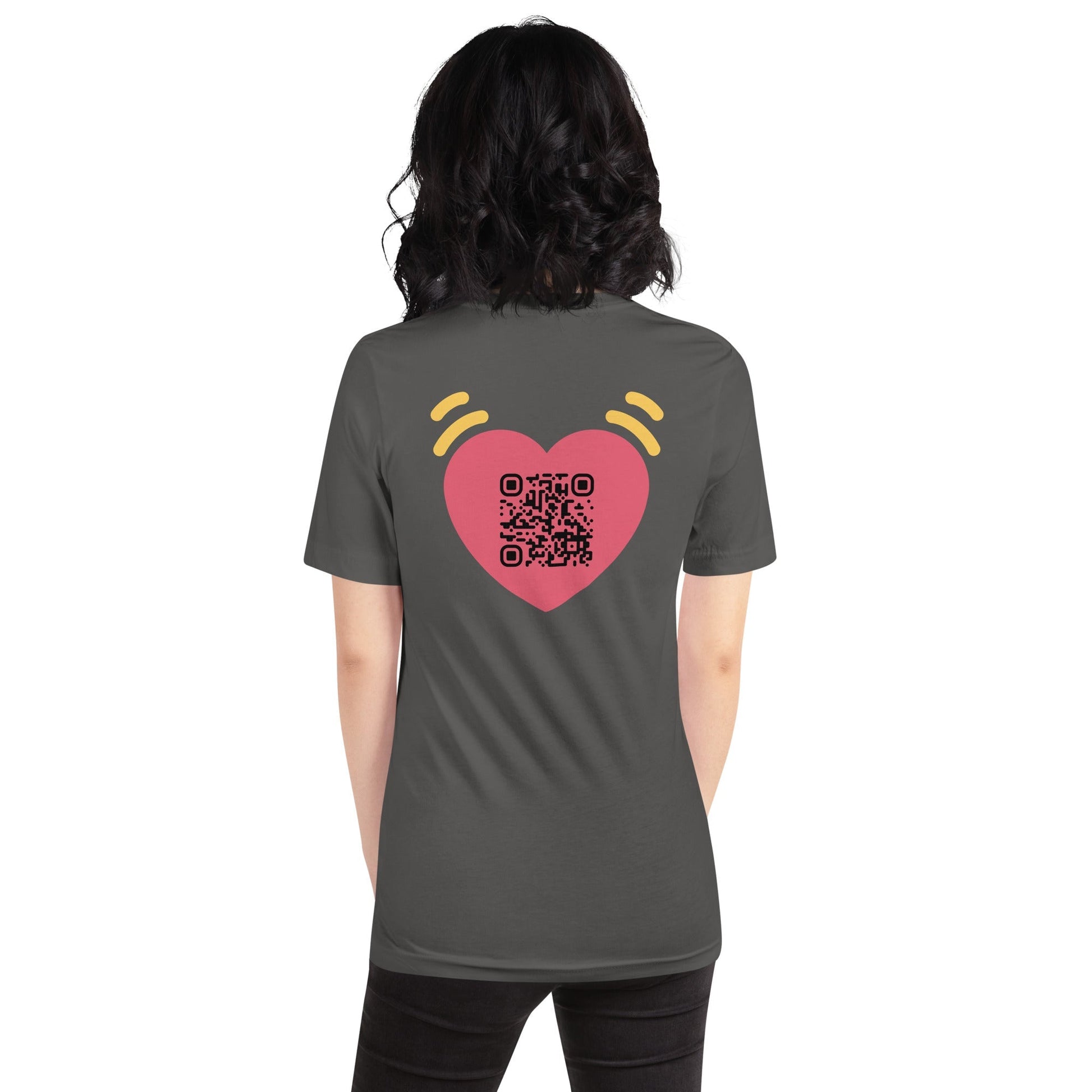 Pink Heart Emoji Personalized QR Code Unisex T-Shirt