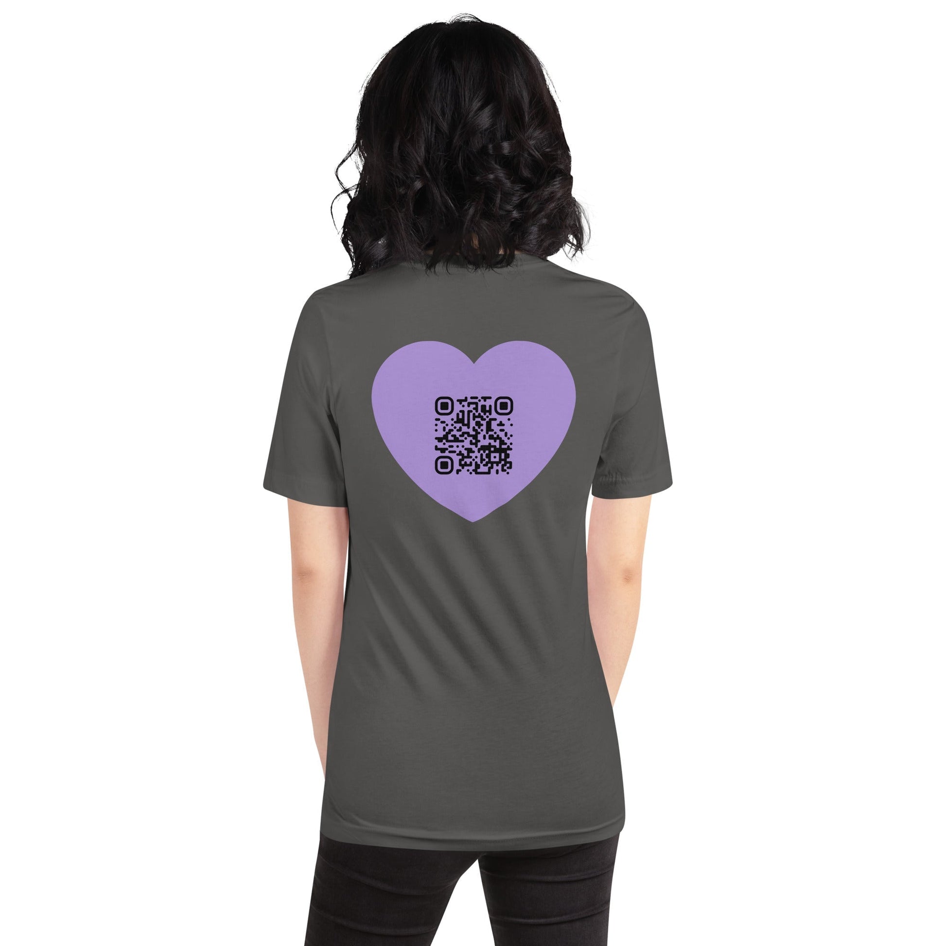 Purple Heart Emoji Personalized QR Code Unisex T-Shirt