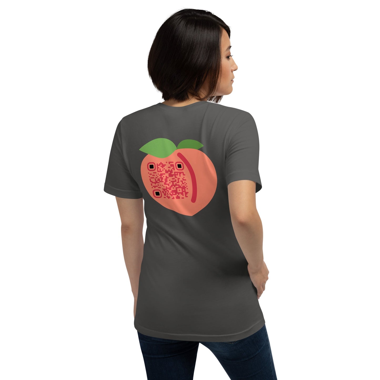 Peach Emoji Personalized QR Code Unisex T-Shirt