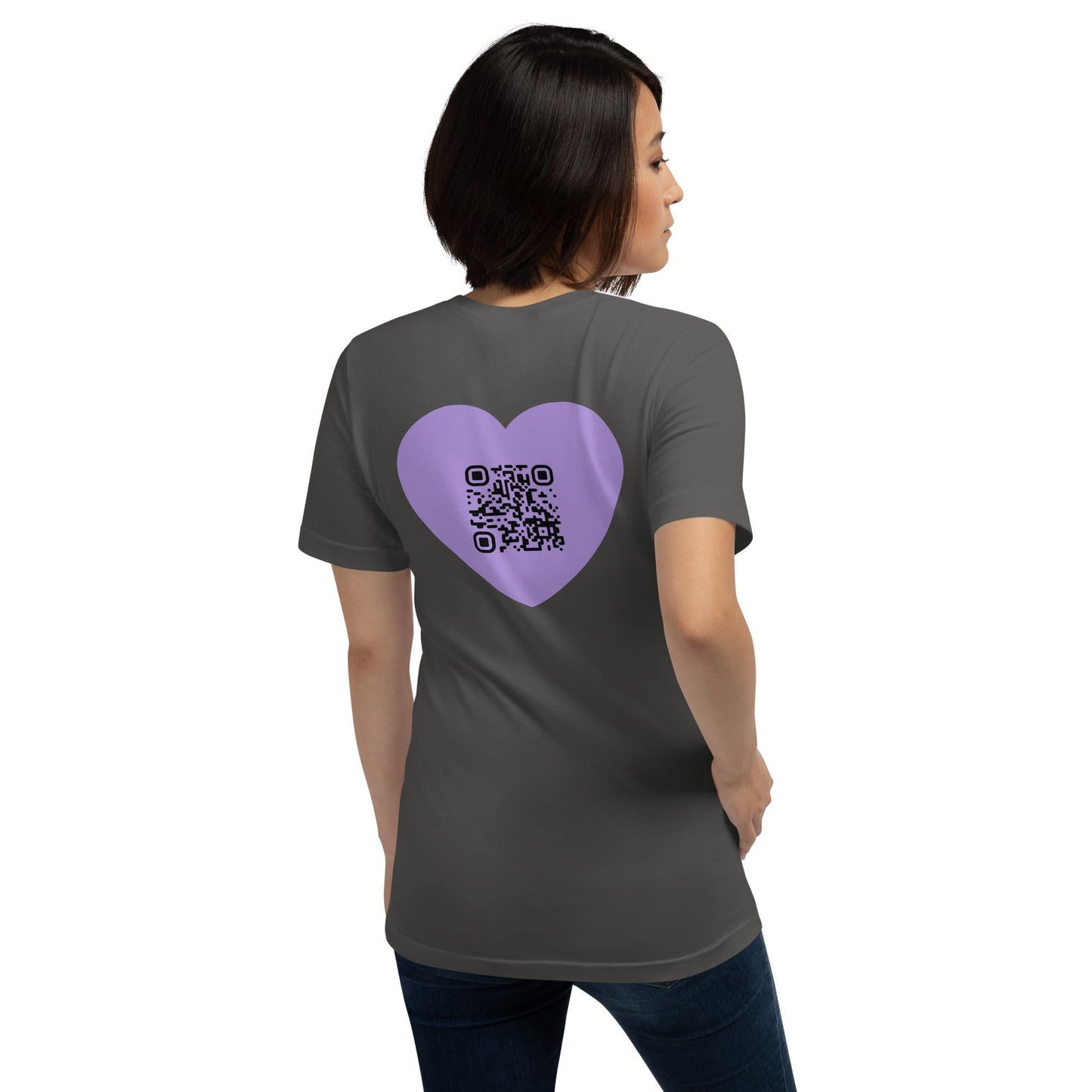 Purple Heart Emoji Personalized QR Code Unisex T-Shirt
