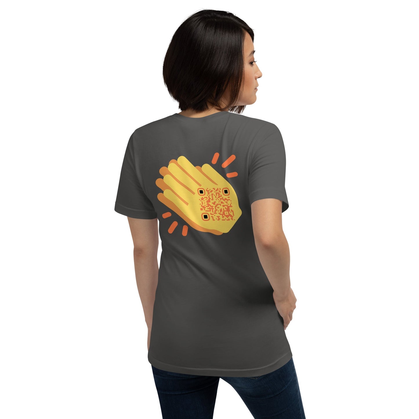 Wave Emoji Personalized QR Code Unisex T-Shirt