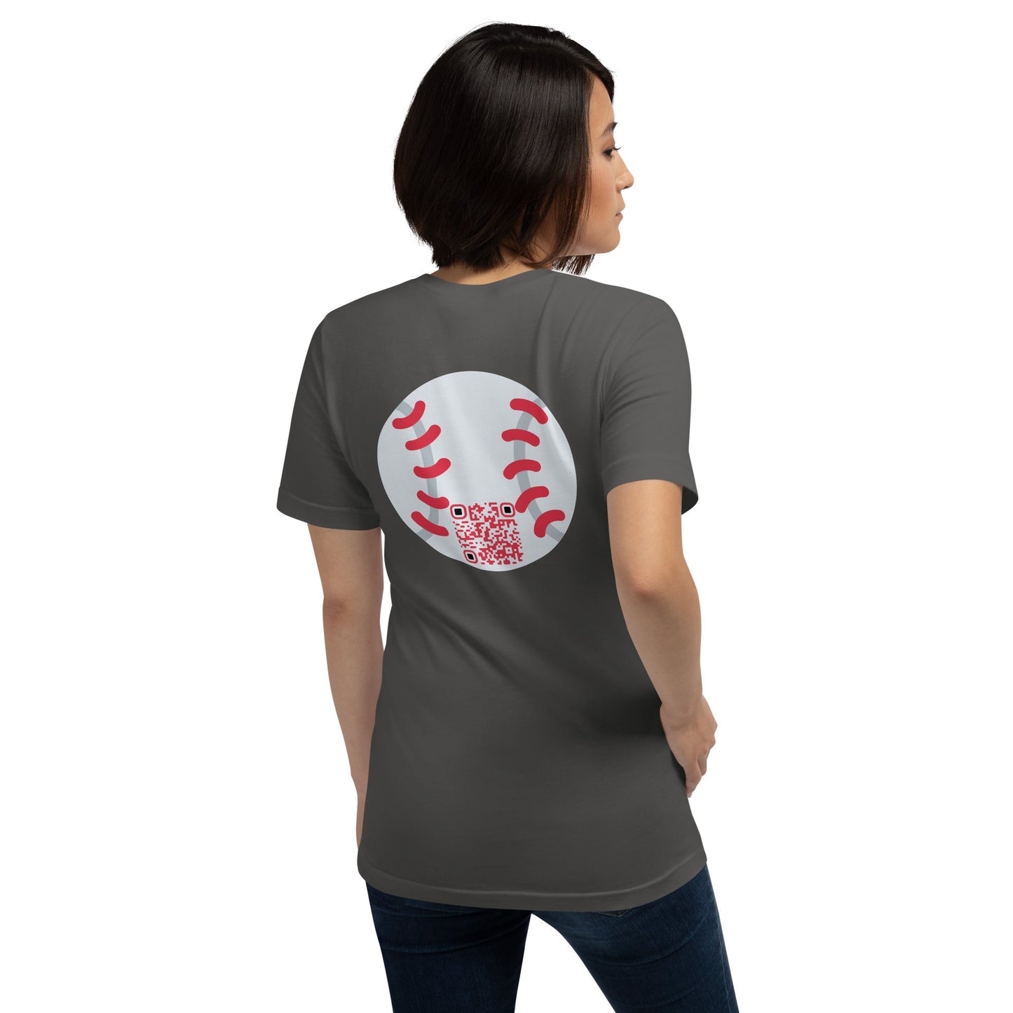 Baseball Emoji Personalized QR Code Unisex T-Shirt