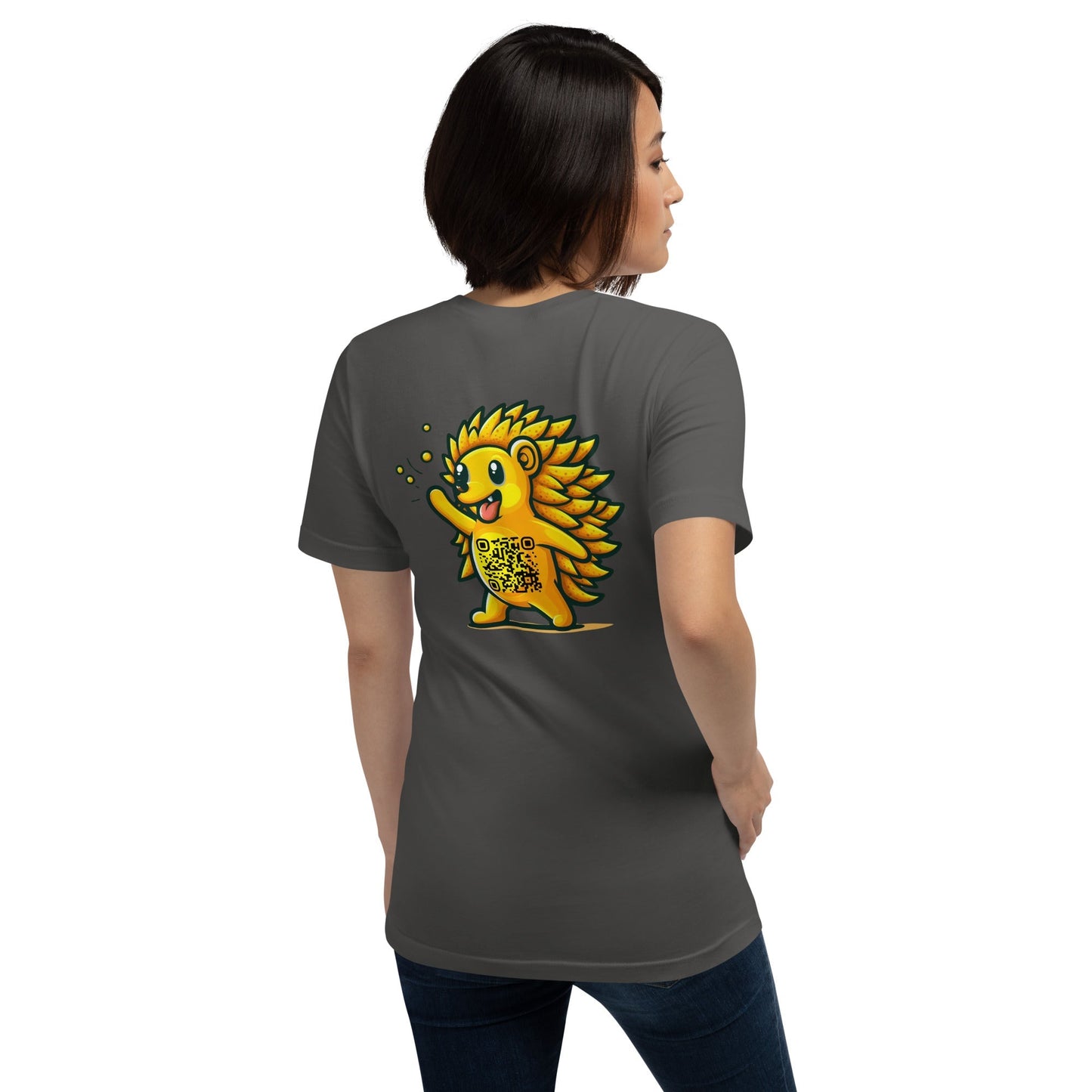 Hedgehog Emoji Personalized QR Code Unisex T-Shirt