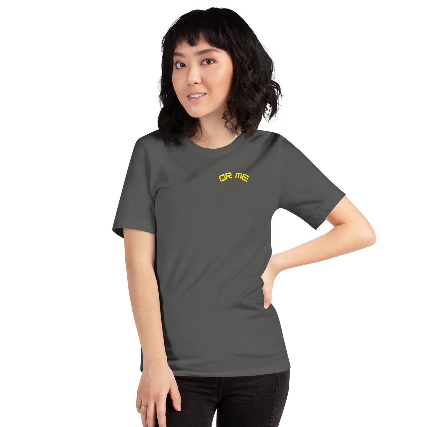Peach Emoji Personalized QR Code Unisex T-Shirt