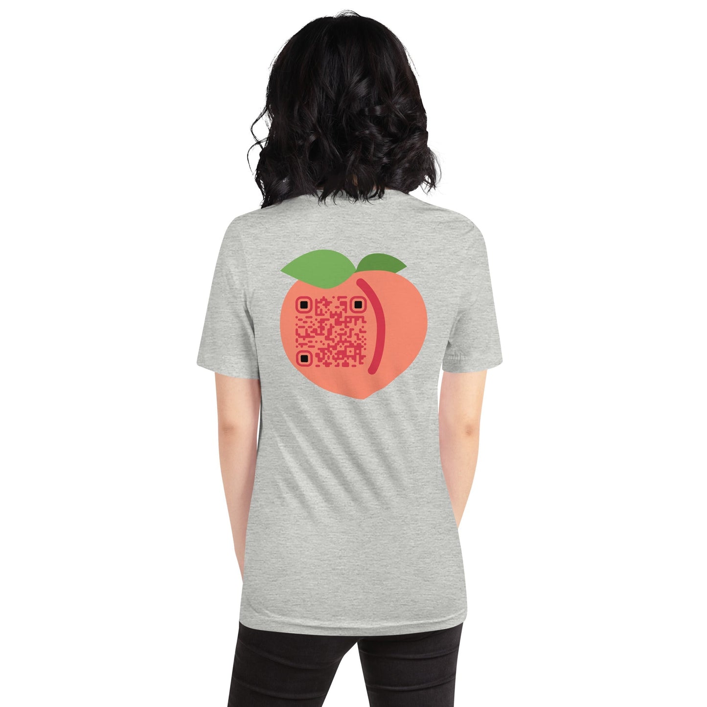 Peach Emoji Personalized QR Code Unisex T-Shirt