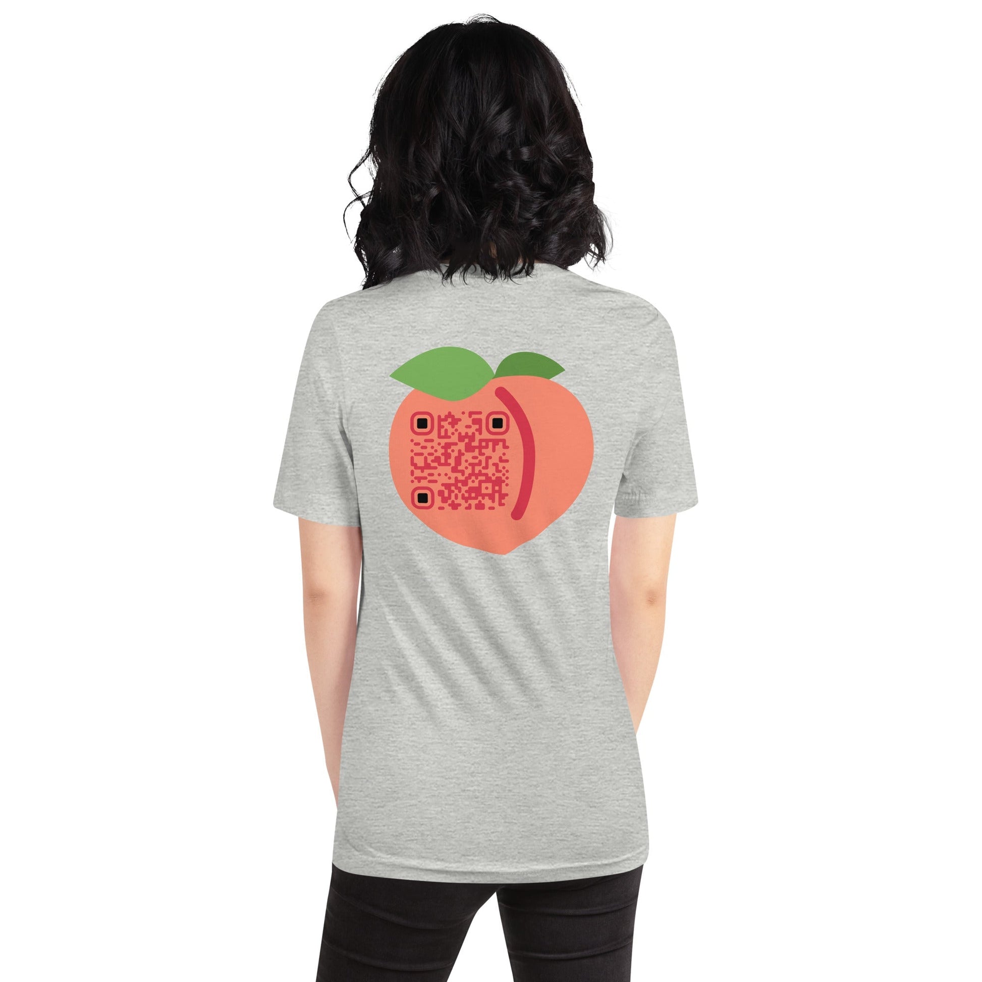 Peach Emoji Personalized QR Code Unisex T-Shirt