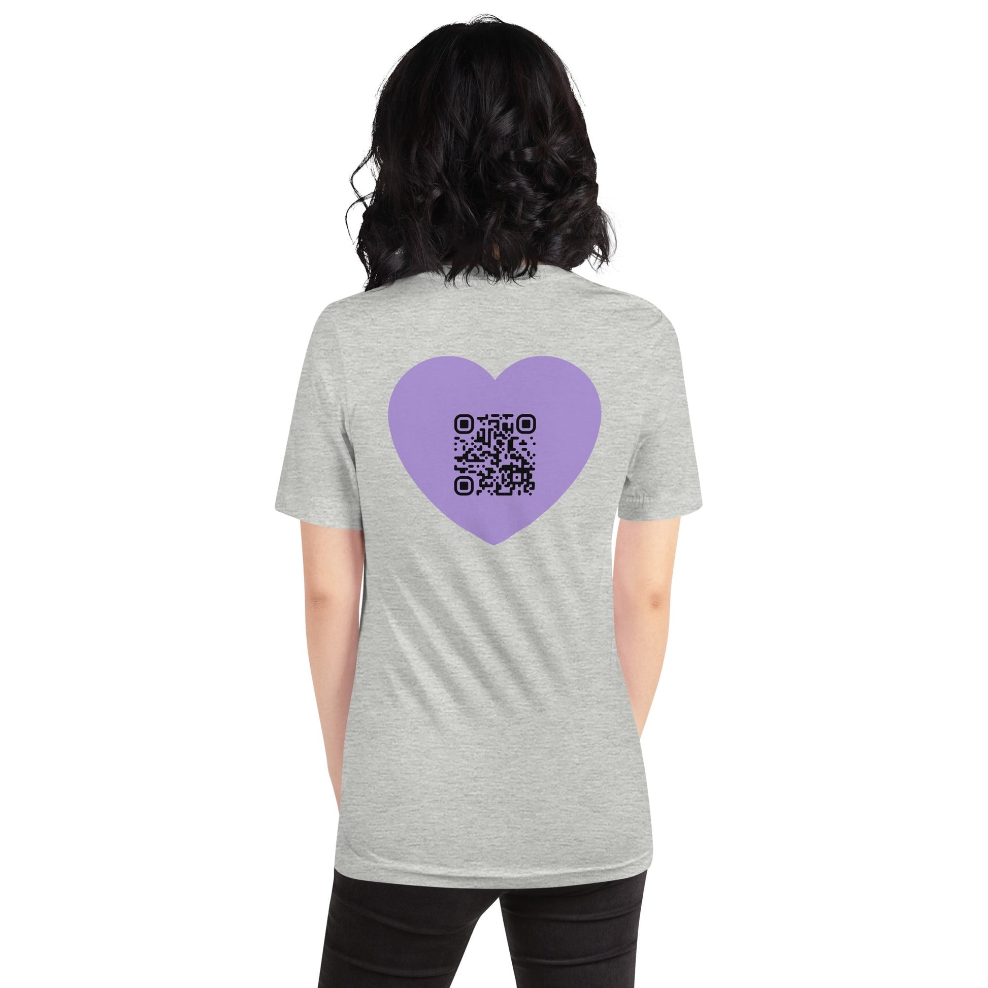 Purple Heart Emoji Personalized QR Code Unisex T-Shirt