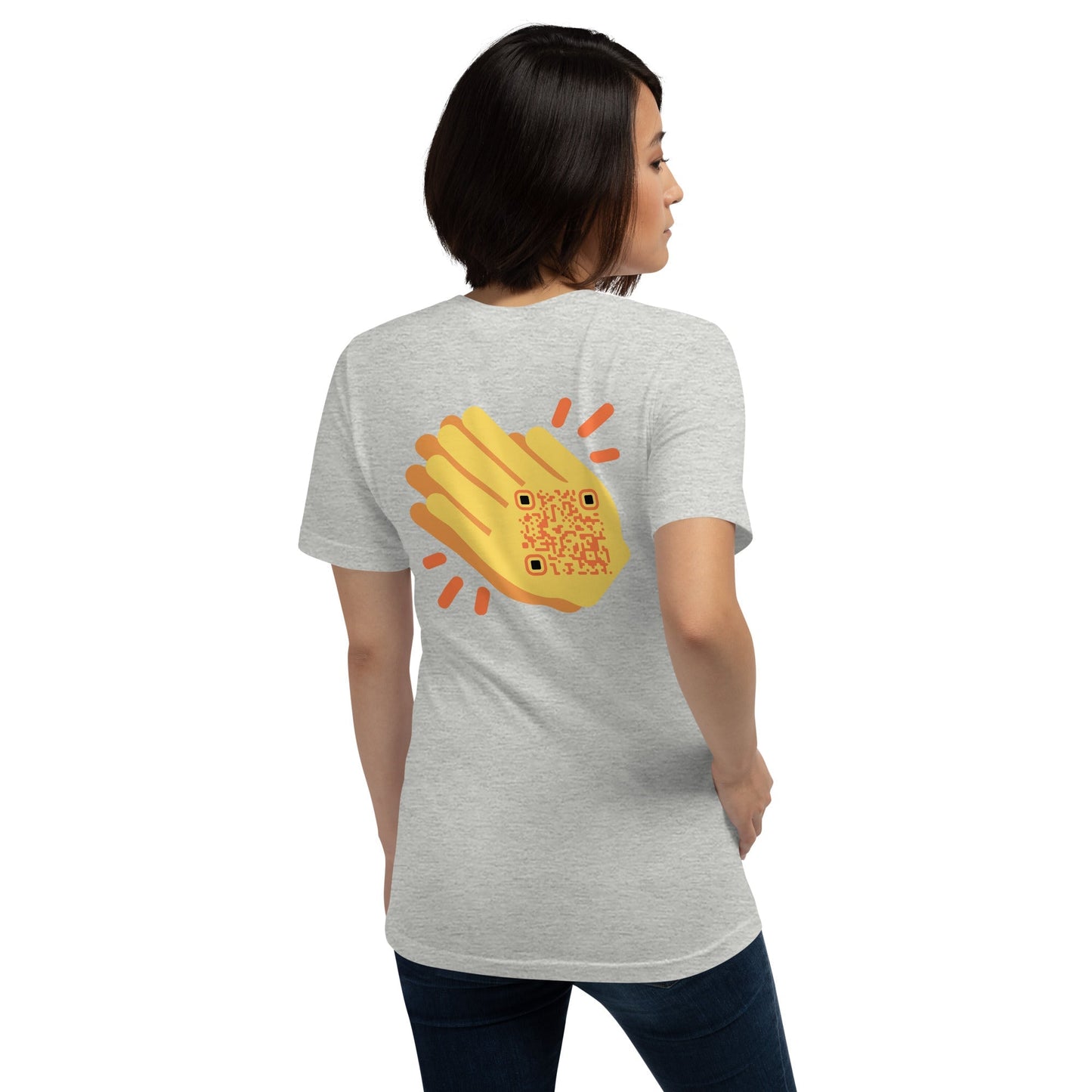 Wave Emoji Personalized QR Code Unisex T-Shirt