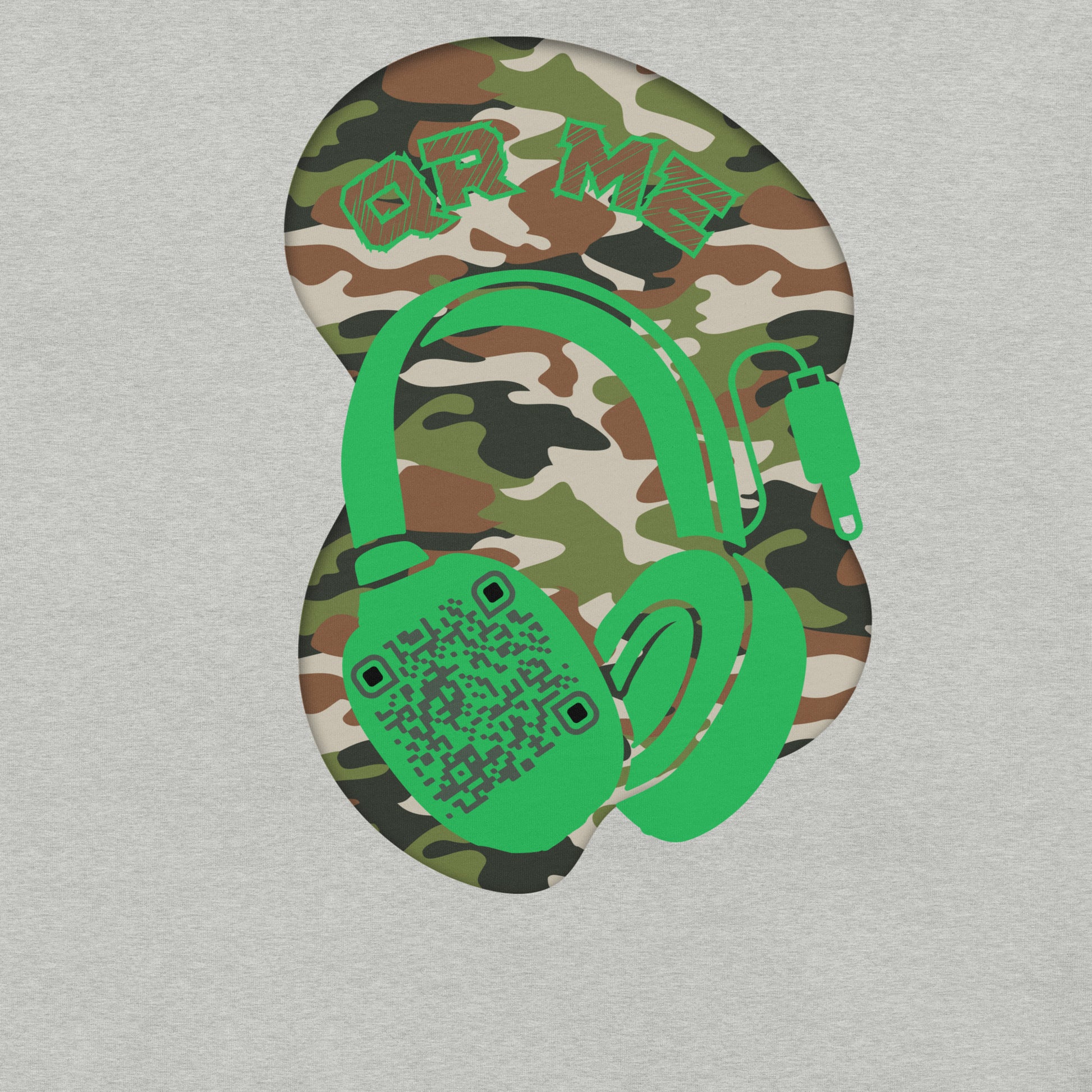 Green Camo QR Code T-Shirt – Share Your Music in Style