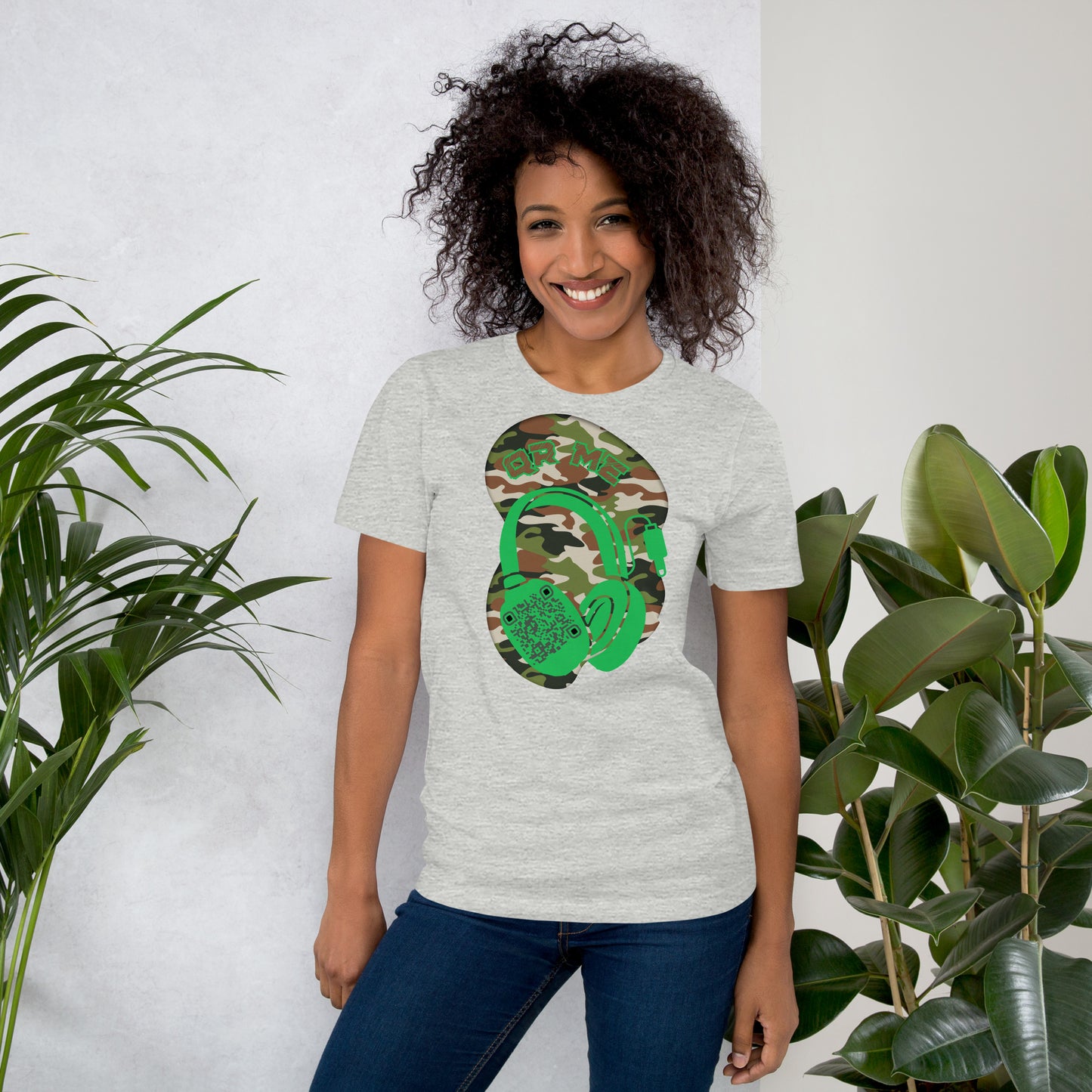 Green Camo QR Code T-Shirt – Share Your Music in Style