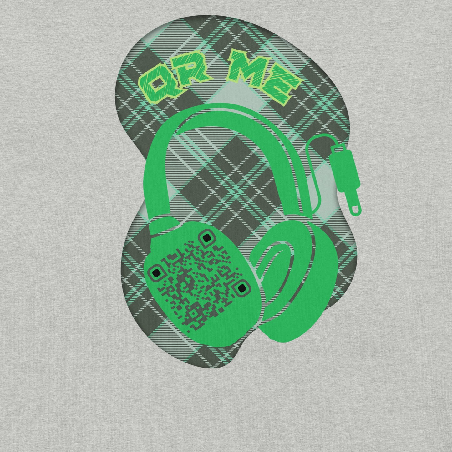 Green Check QR Code T-Shirt – Share Your Music with a Classic Twist