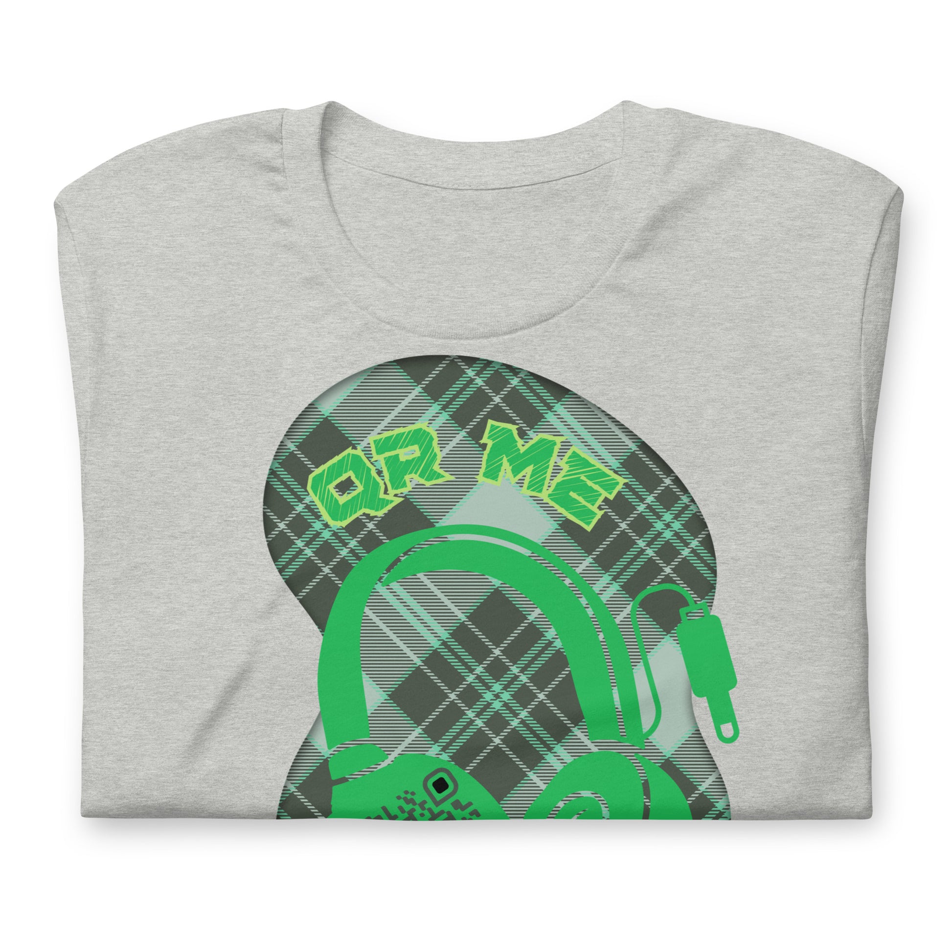 Green Check QR Code T-Shirt – Share Your Music with a Classic Twist