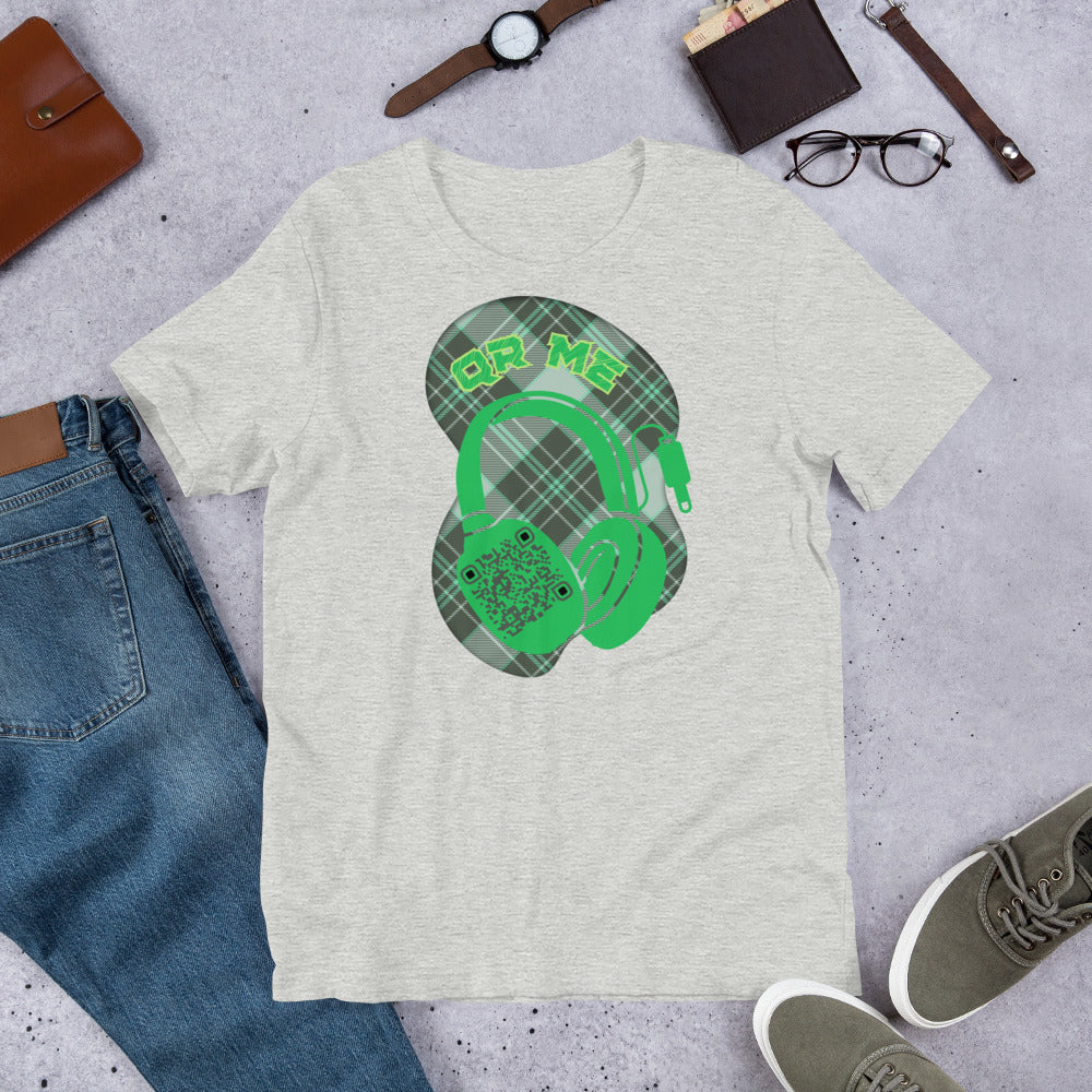 Green Check QR Code T-Shirt – Share Your Music with a Classic Twist