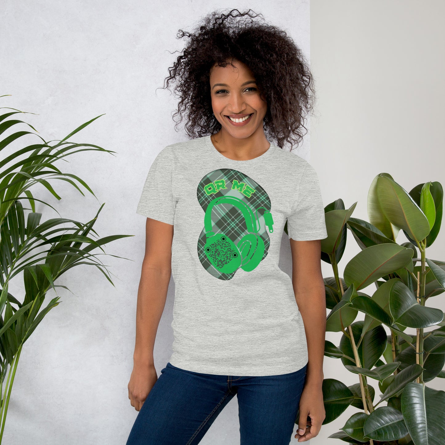Green Check QR Code T-Shirt – Share Your Music with a Classic Twist