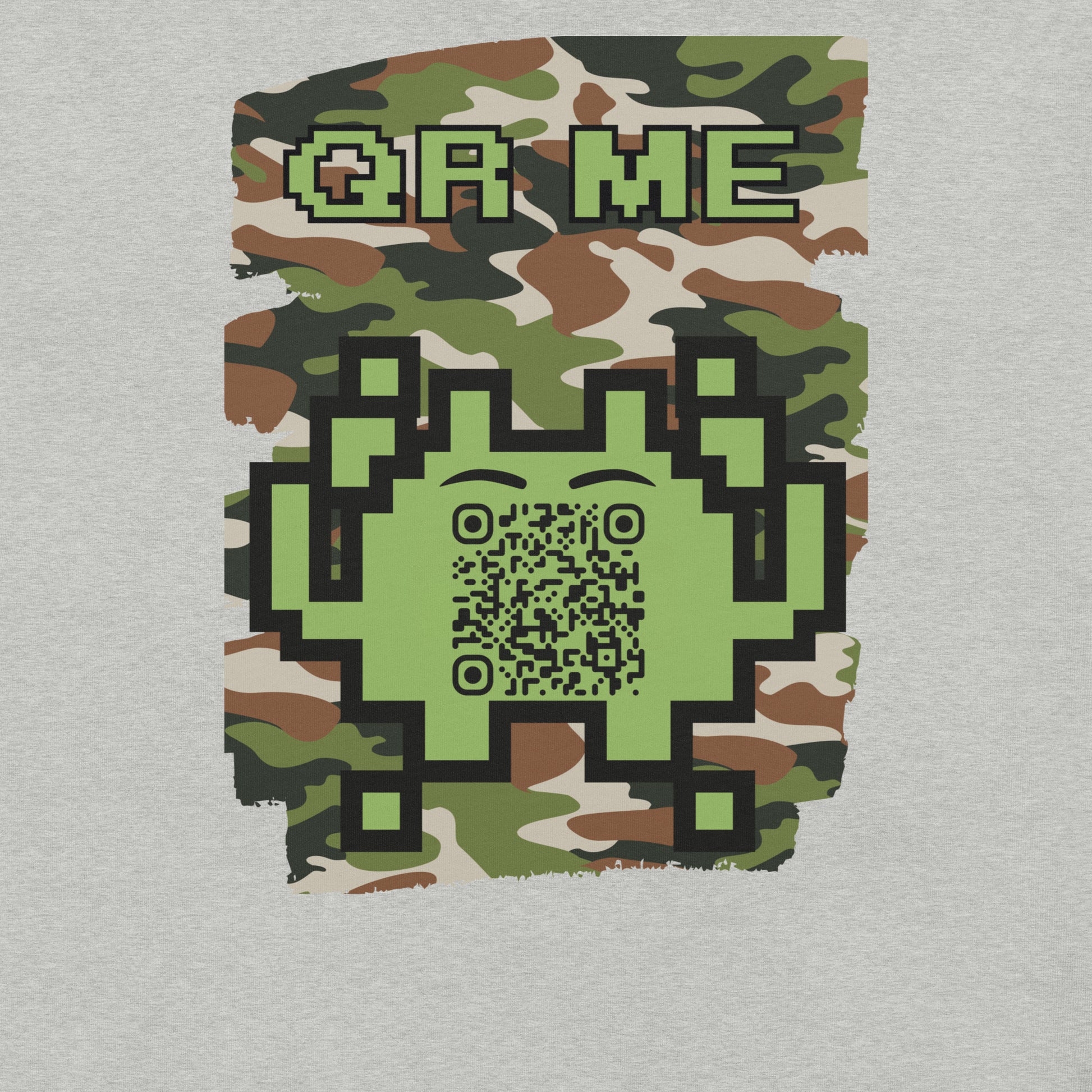 Green Camo Alien QR Code T-Shirt β For Gamers and Digital Creators